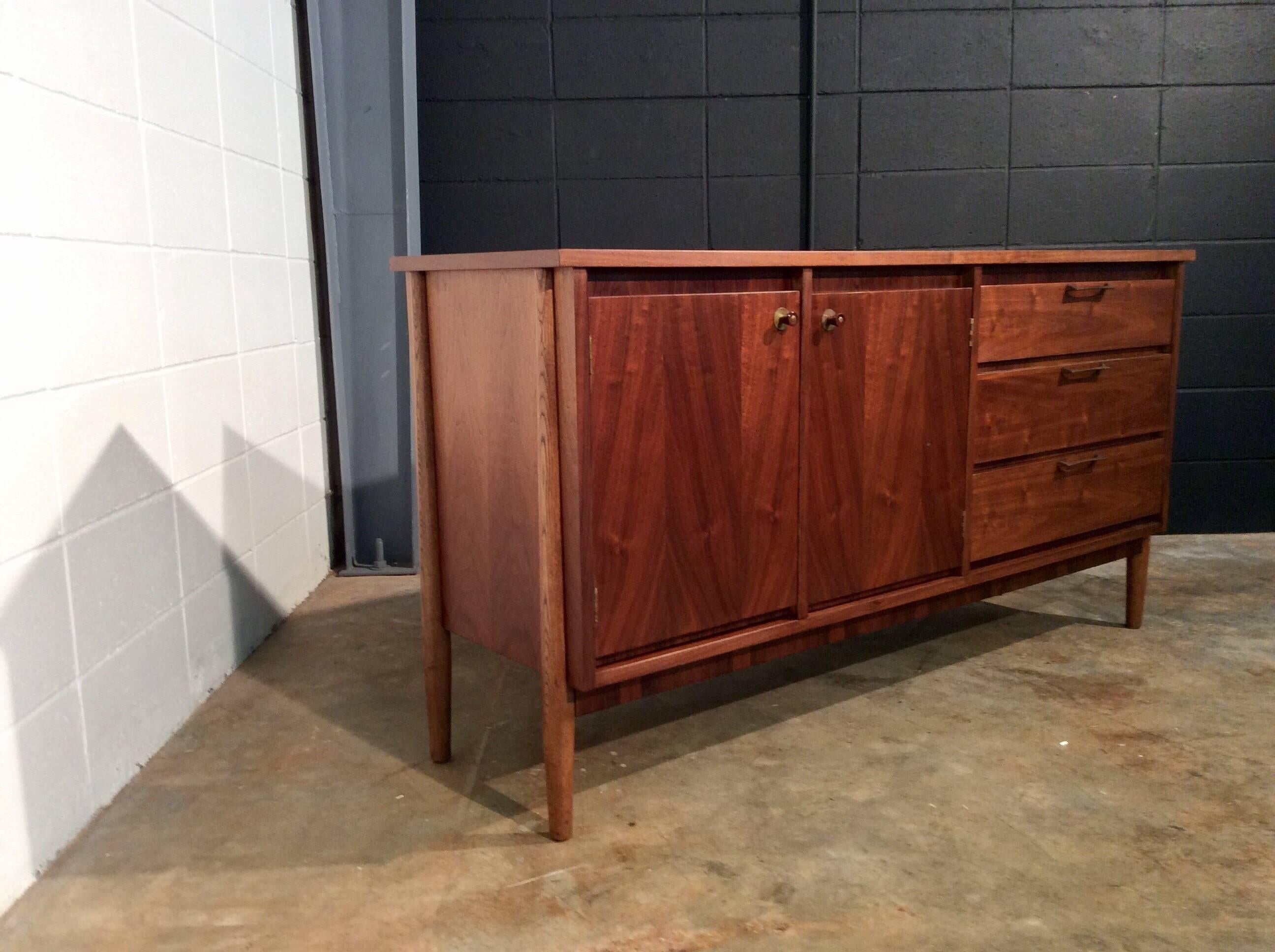 American Mid-Century Modern Danish Style Credenza Buffet Restored Shipping Included