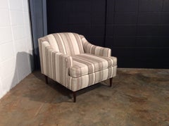 Restored Striped Mid-Century Modern Easy Chair