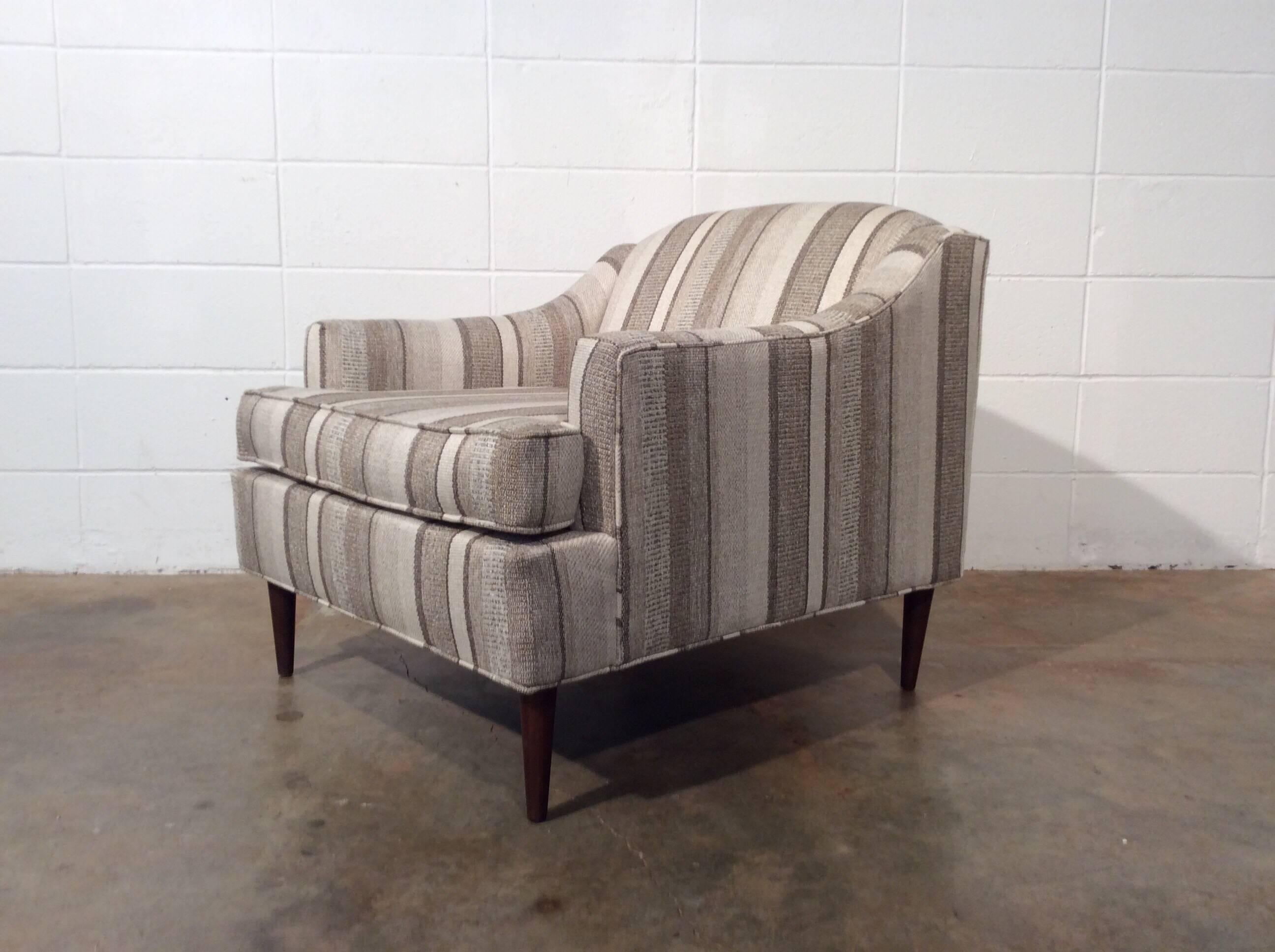 Mid-20th Century Restored Striped Mid-Century Modern Easy Chair For Sale