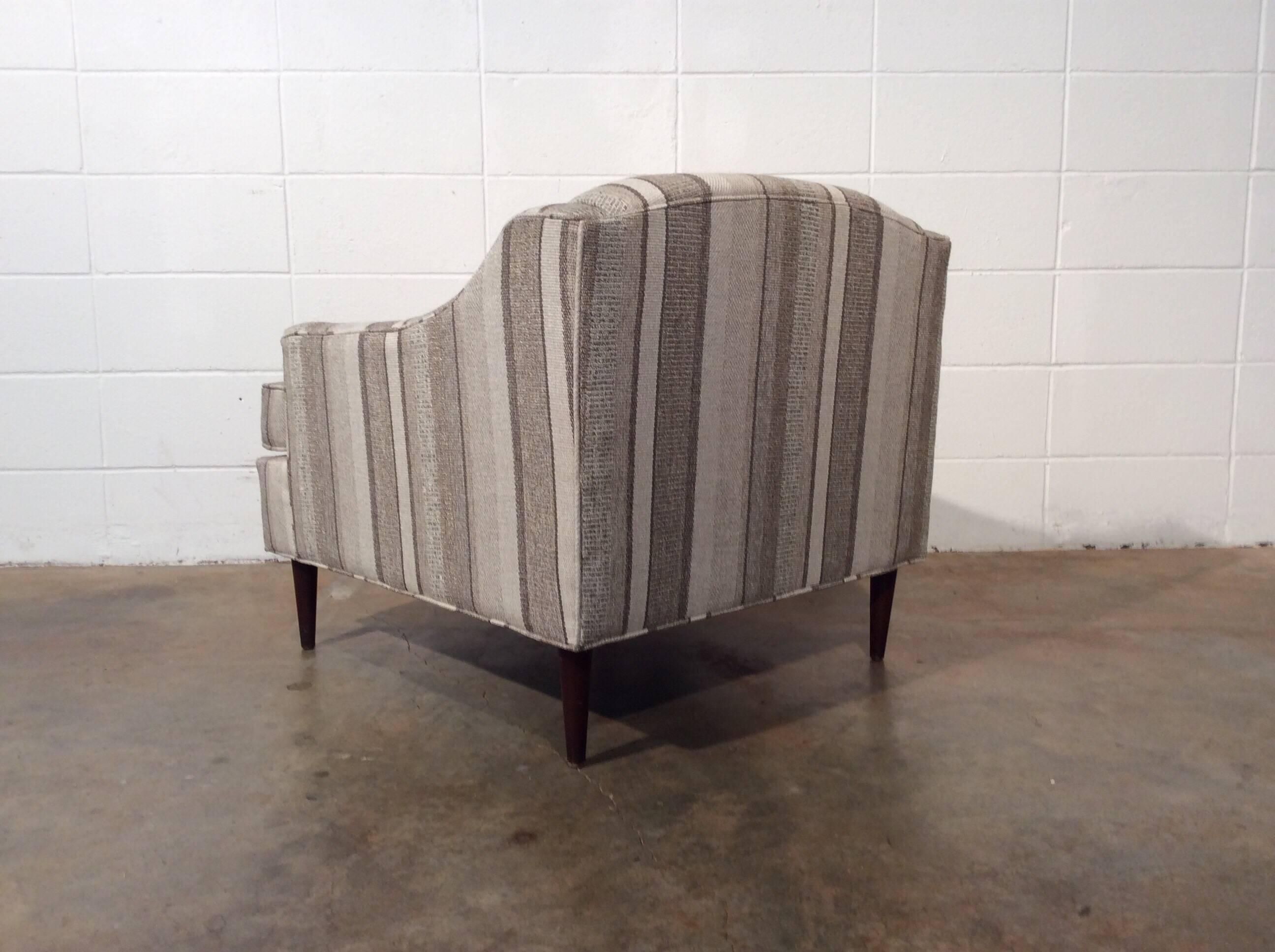 Restored Striped Mid-Century Modern Easy Chair For Sale 2