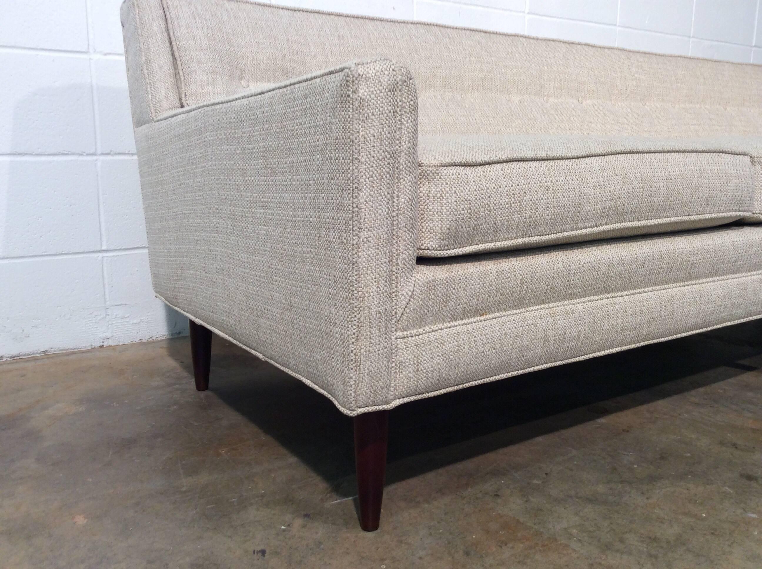 Restored Mid-Century Modern Sofa, Sleek Lines, Neutral Color 1