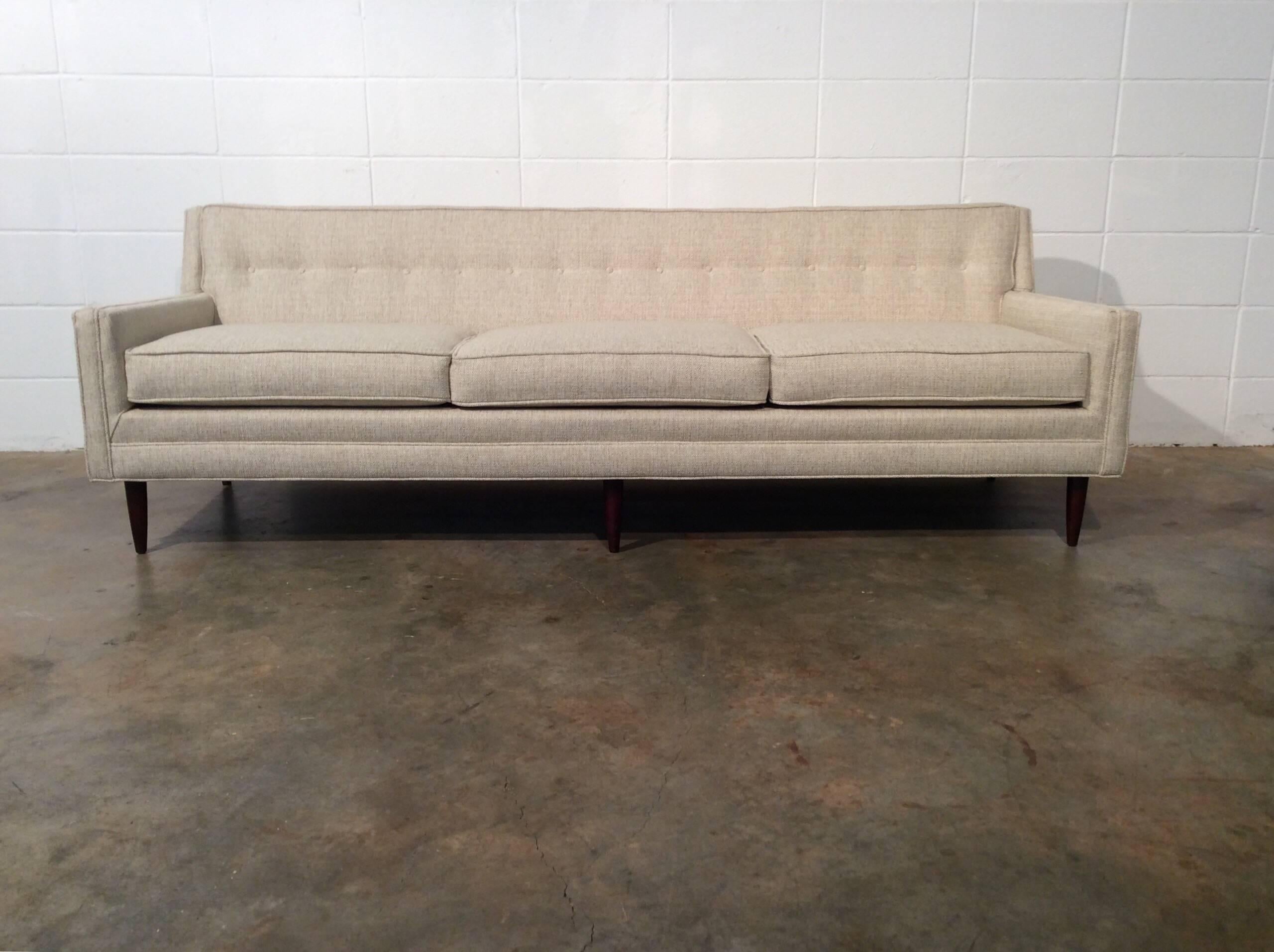 Restored Mid-Century Modern Sofa, Sleek Lines, Neutral Color 4