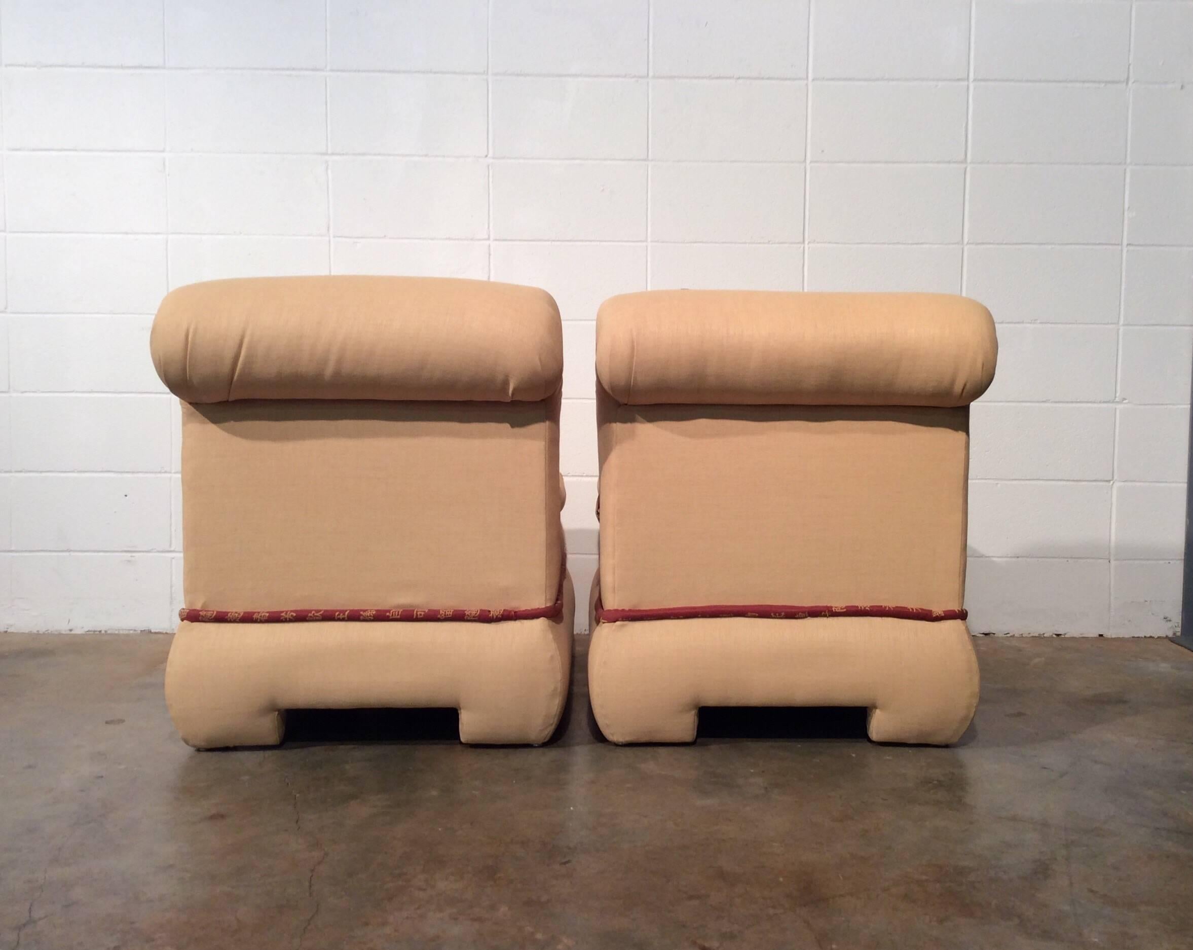 Pair of Fully Upholstered Rolled Back Chairs by Vanguard Furniture 1