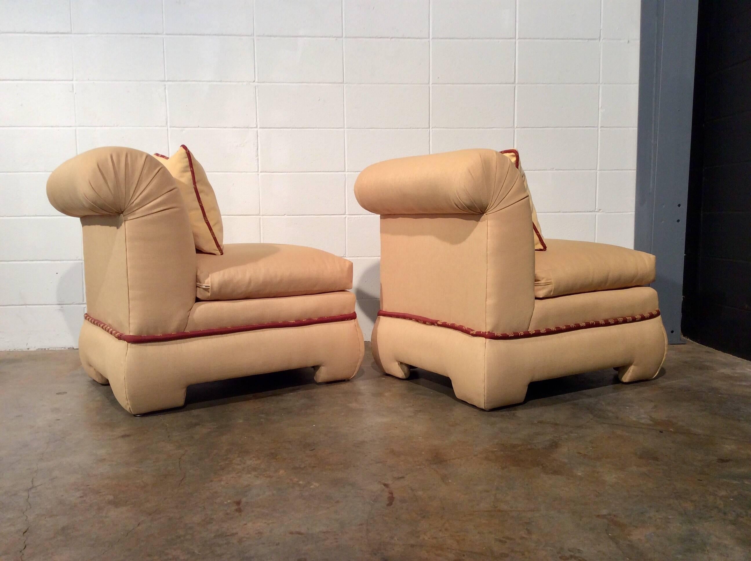Pair of Fully Upholstered Rolled Back Chairs by Vanguard Furniture 2