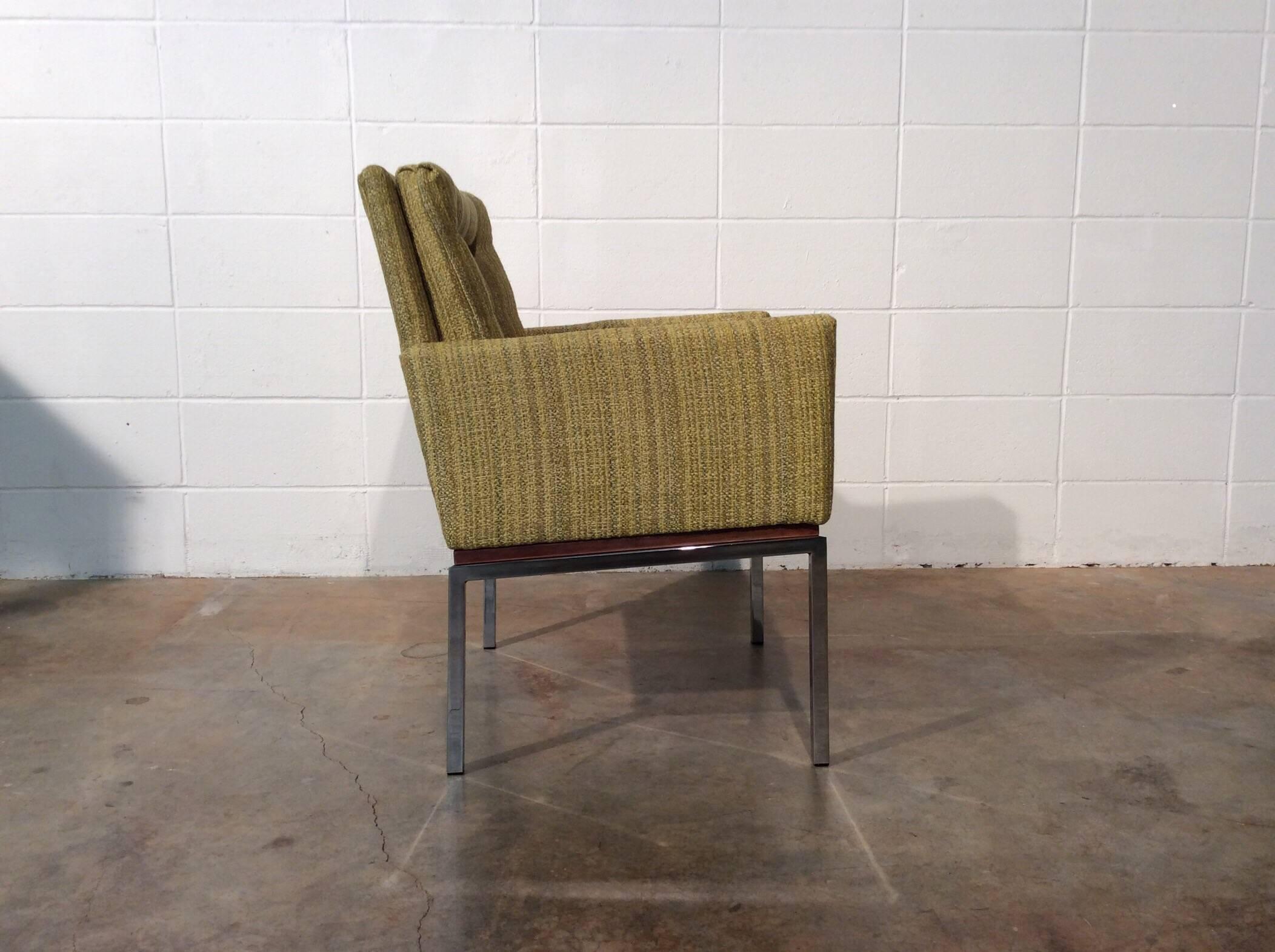 Mid-20th Century Restored Mid-Century Modern Chair on Chrome and Walnut Base by Drexel For Sale