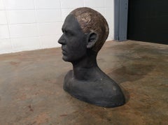 Intriguing Vintage Midcentury Ceramic Bust with Glazed Hair, Unique and Strange