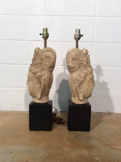 Pair of Asian Style Mid-Century Buddha Table Lamps Attributed to James Mont