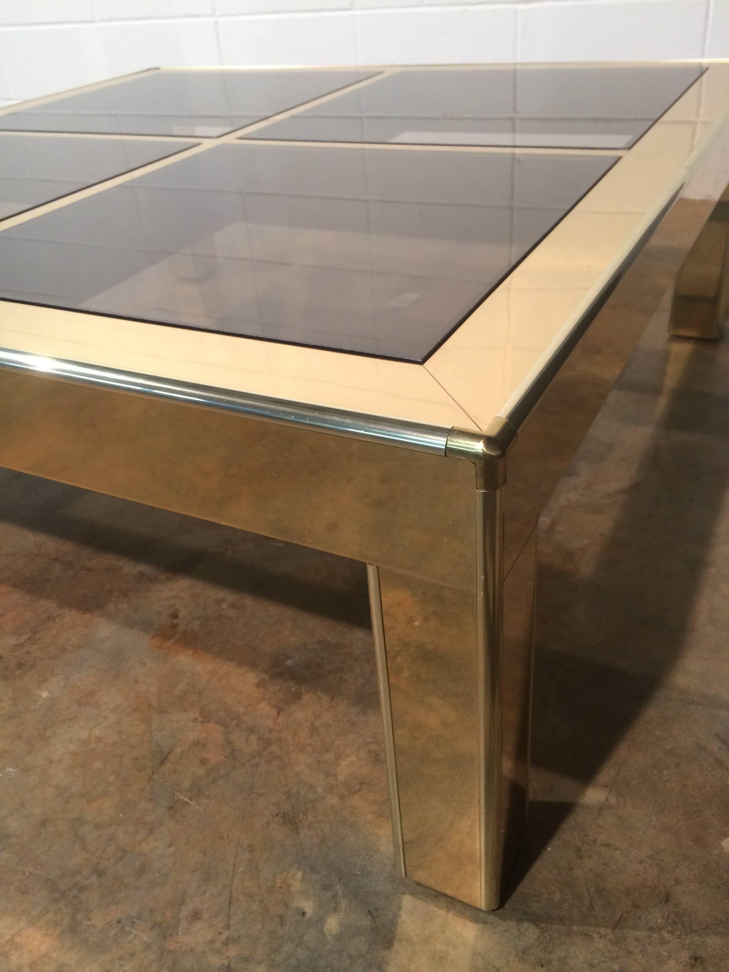 Mid-Century Modern Vintage Mastercraft Coffee Table Brass and Glass