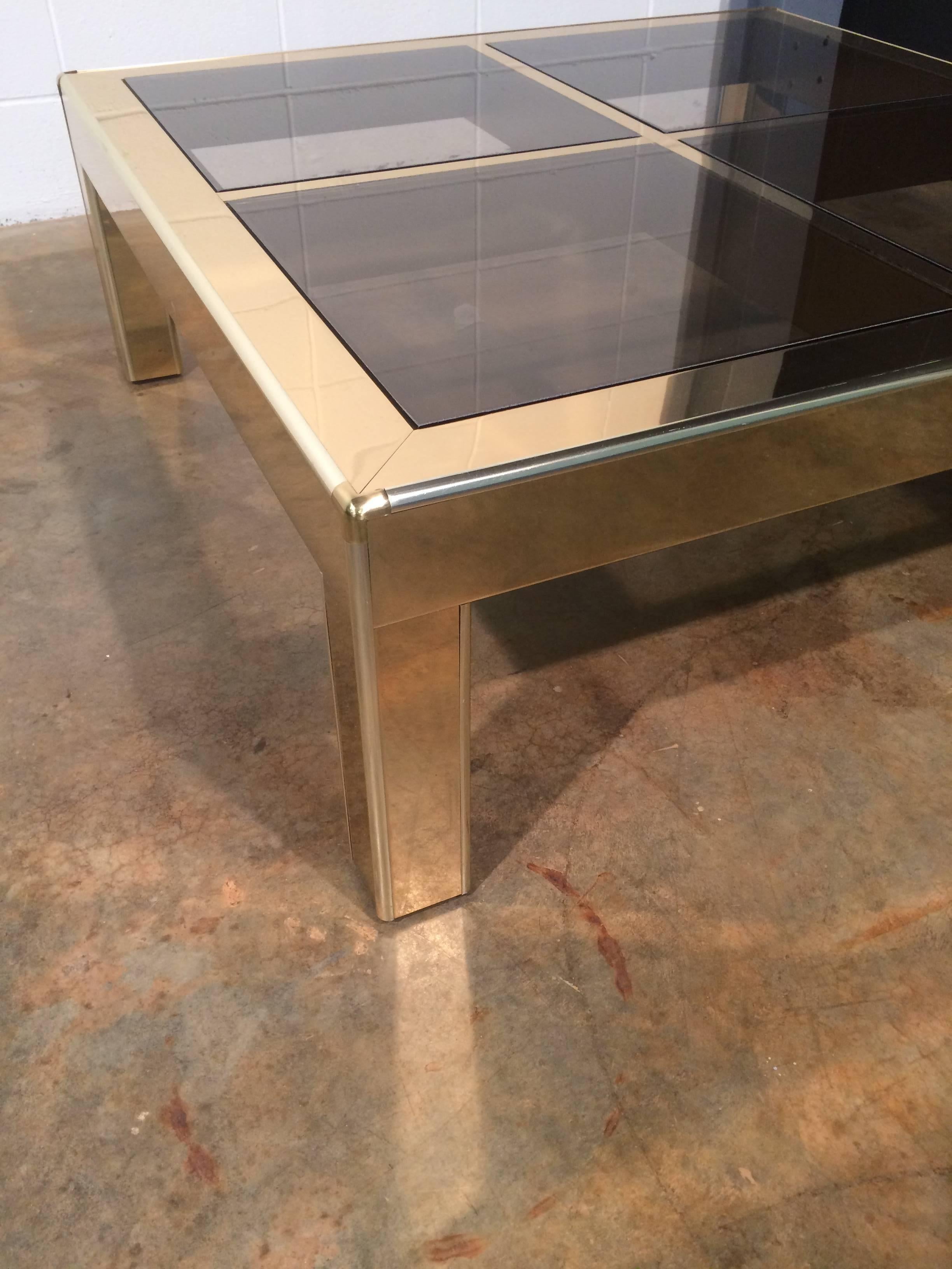 Vintage Mastercraft Coffee Table Brass and Glass In Good Condition In Marietta, GA