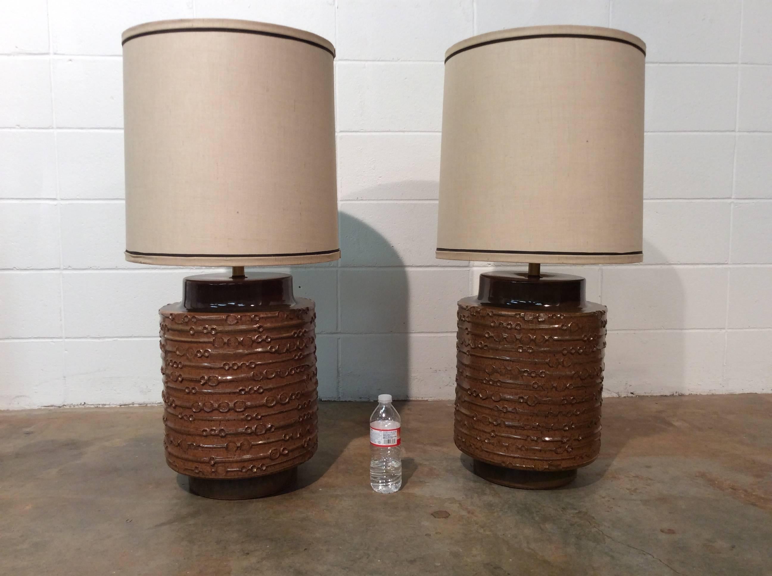 Two David Cressey Mid Century Modern  Extra Large Ceramic Table Lamps 1