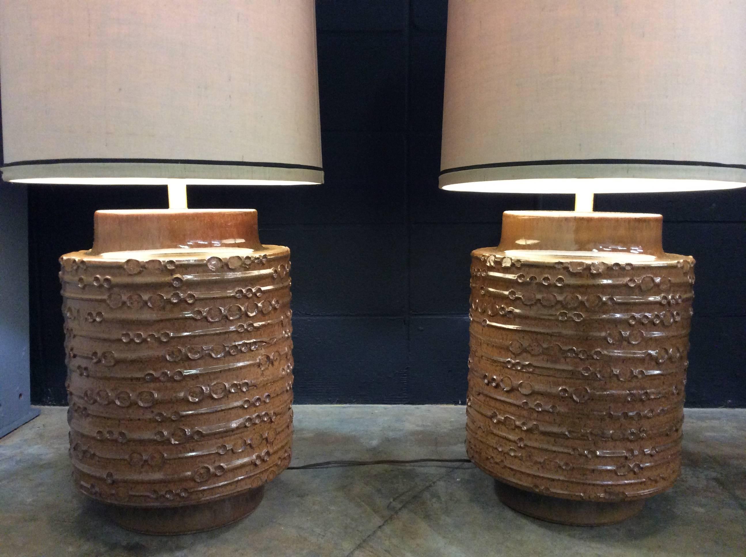 Two David Cressey Mid Century Modern  Extra Large Ceramic Table Lamps 3