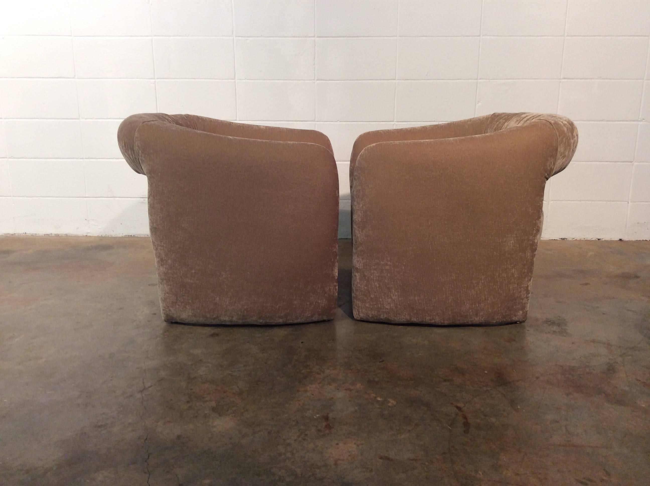 Mid-Century Modern Two Open Back Barrel Chairs Imported by Weiman