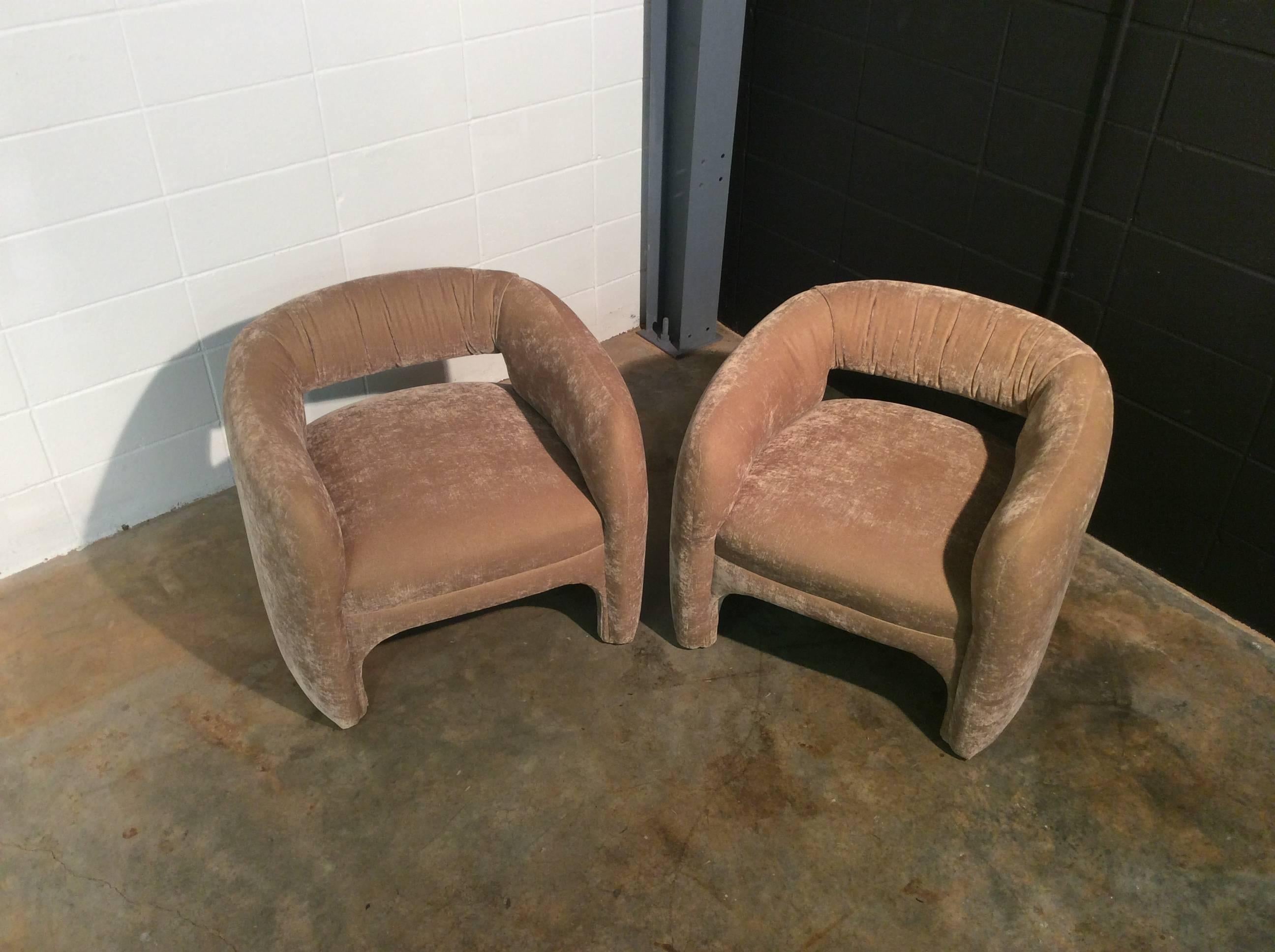 Two Open Back Barrel Chairs Imported by Weiman 1
