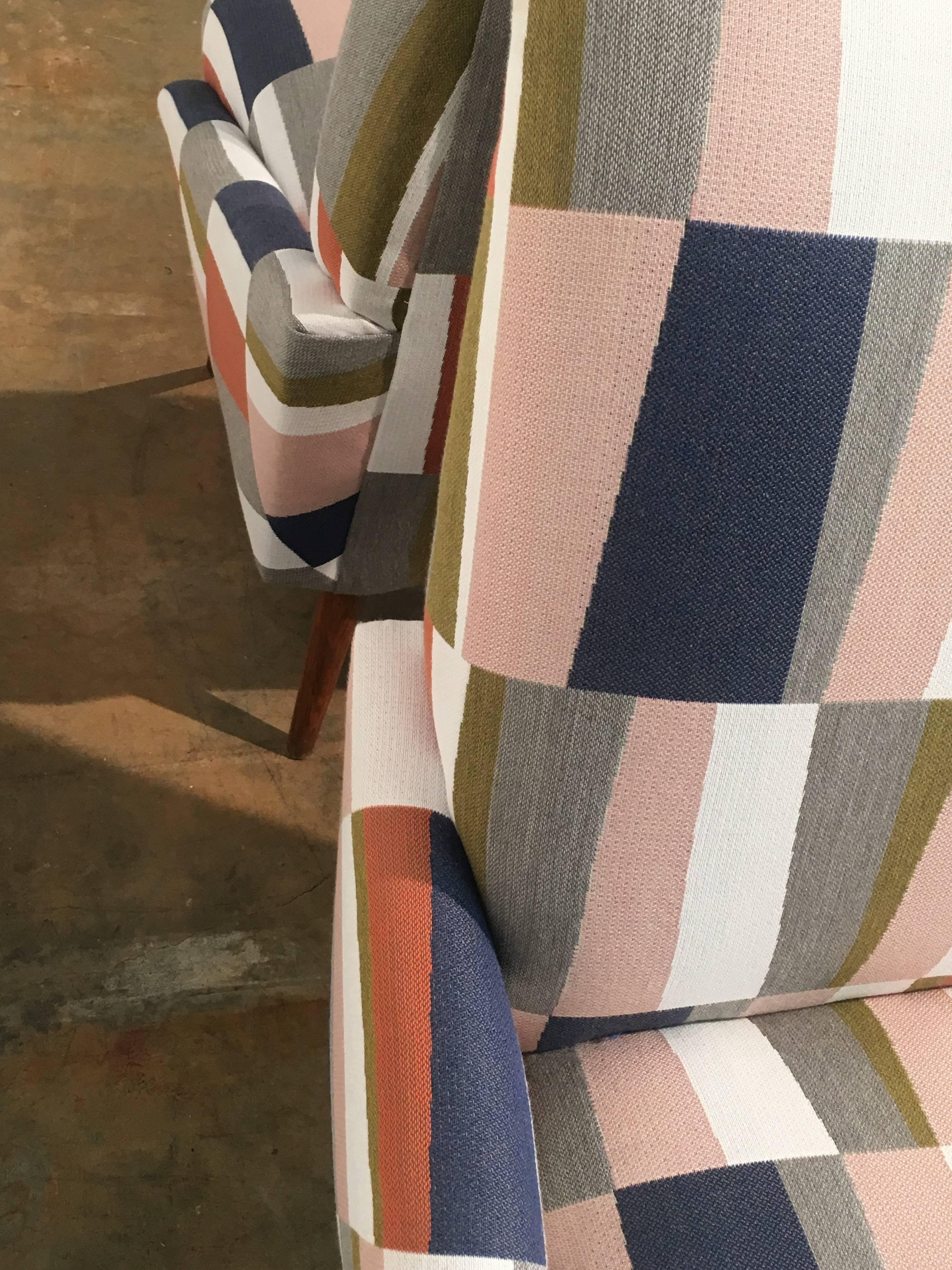 Pair of Restored Geometric Mid-Century Modern Slipper Chairs - Free Shipping 3