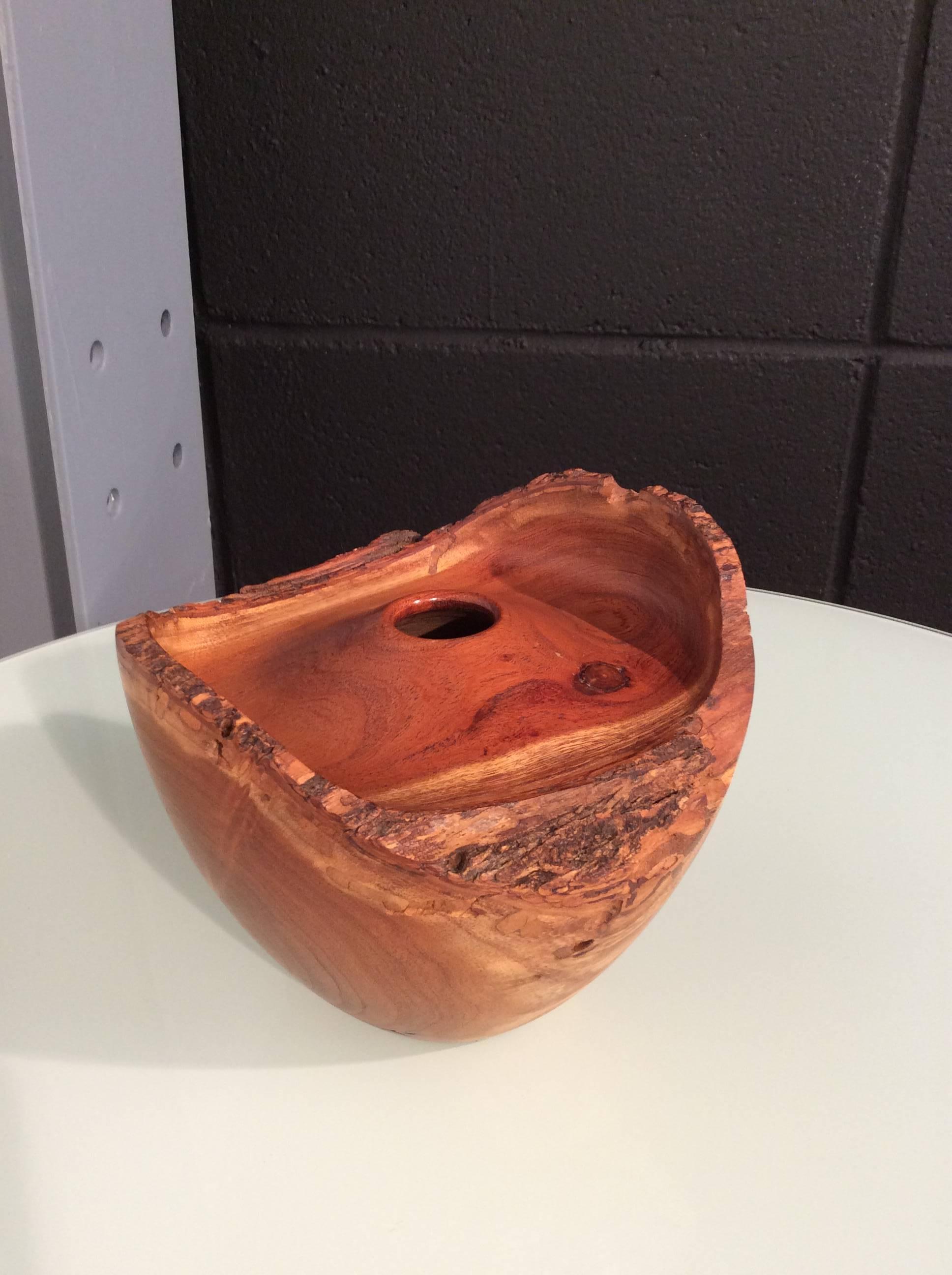 Vintage Mesquite Wood Vase, Hand-Turned, Signed and Dated 1978 In Good Condition In Marietta, GA