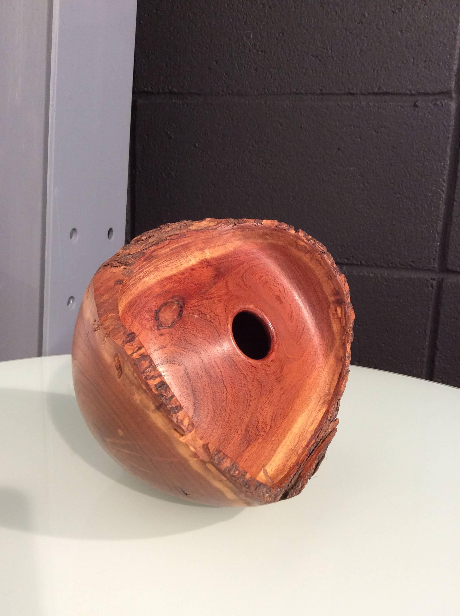 Late 20th Century Vintage Mesquite Wood Vase, Hand-Turned, Signed and Dated 1978
