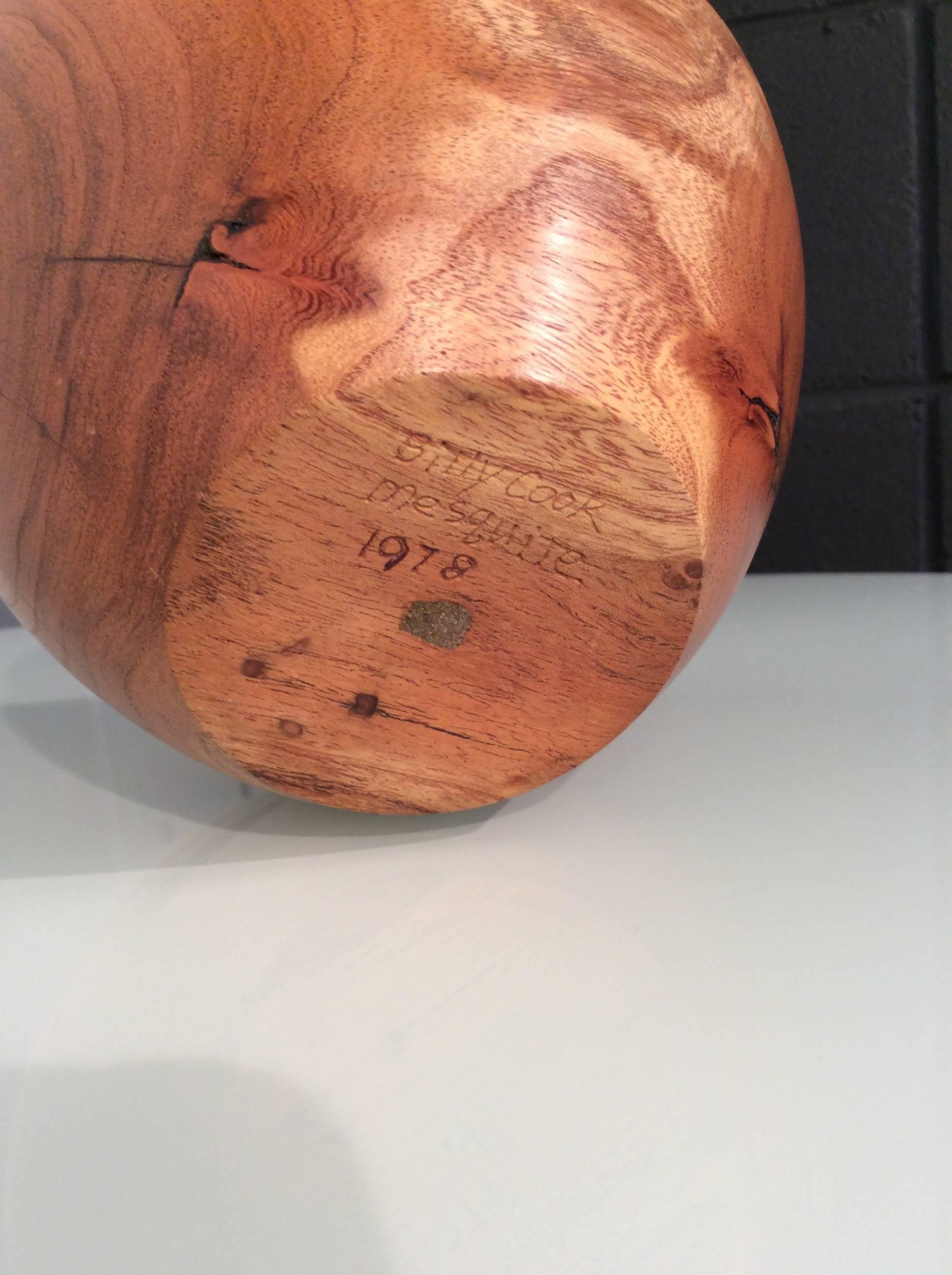 Vintage Mesquite Wood Vase, Hand-Turned, Signed and Dated 1978 2