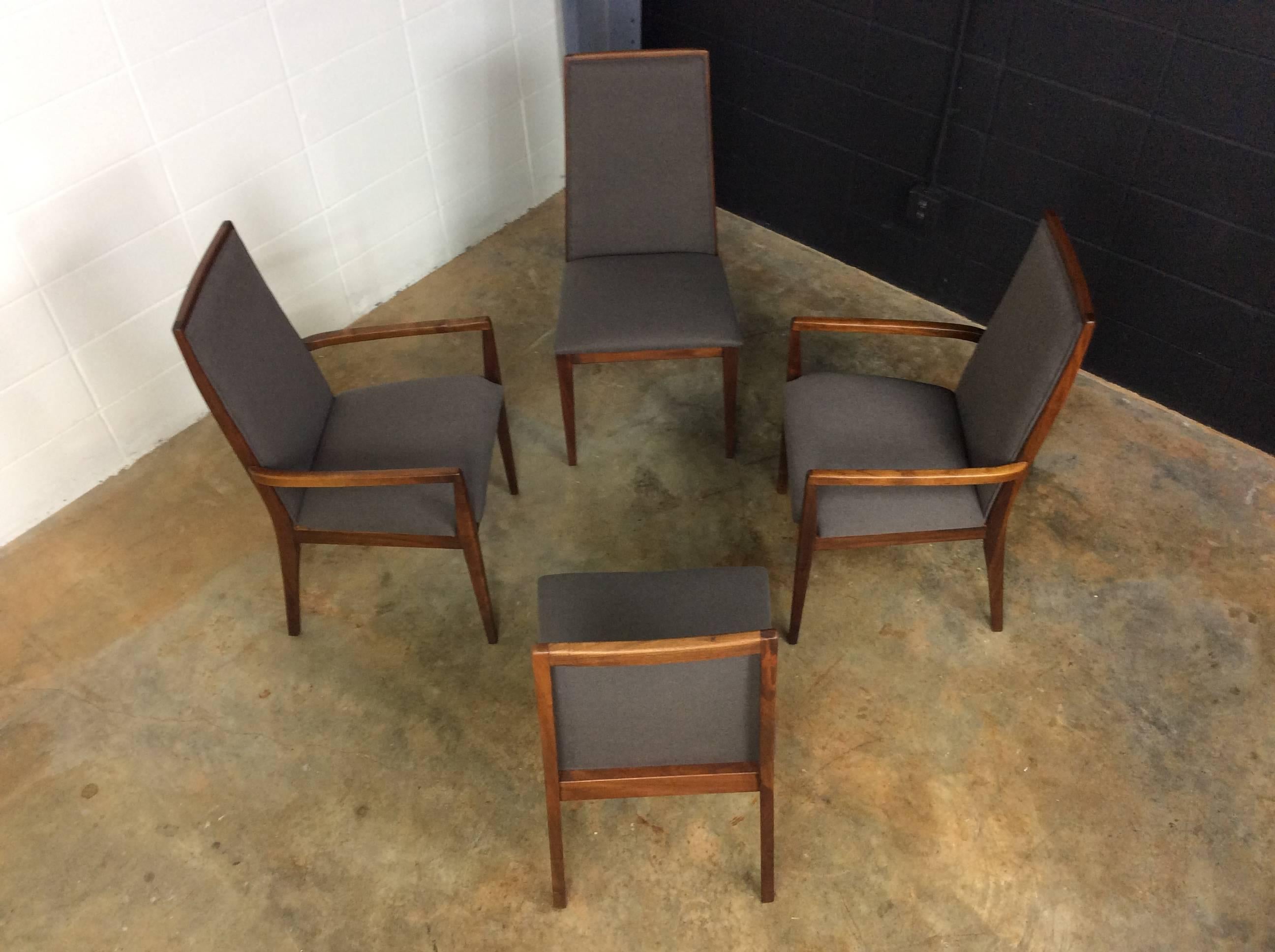 Walnut Mid-Century Modern Dining Chairs by Dillingham, Set of Four 3