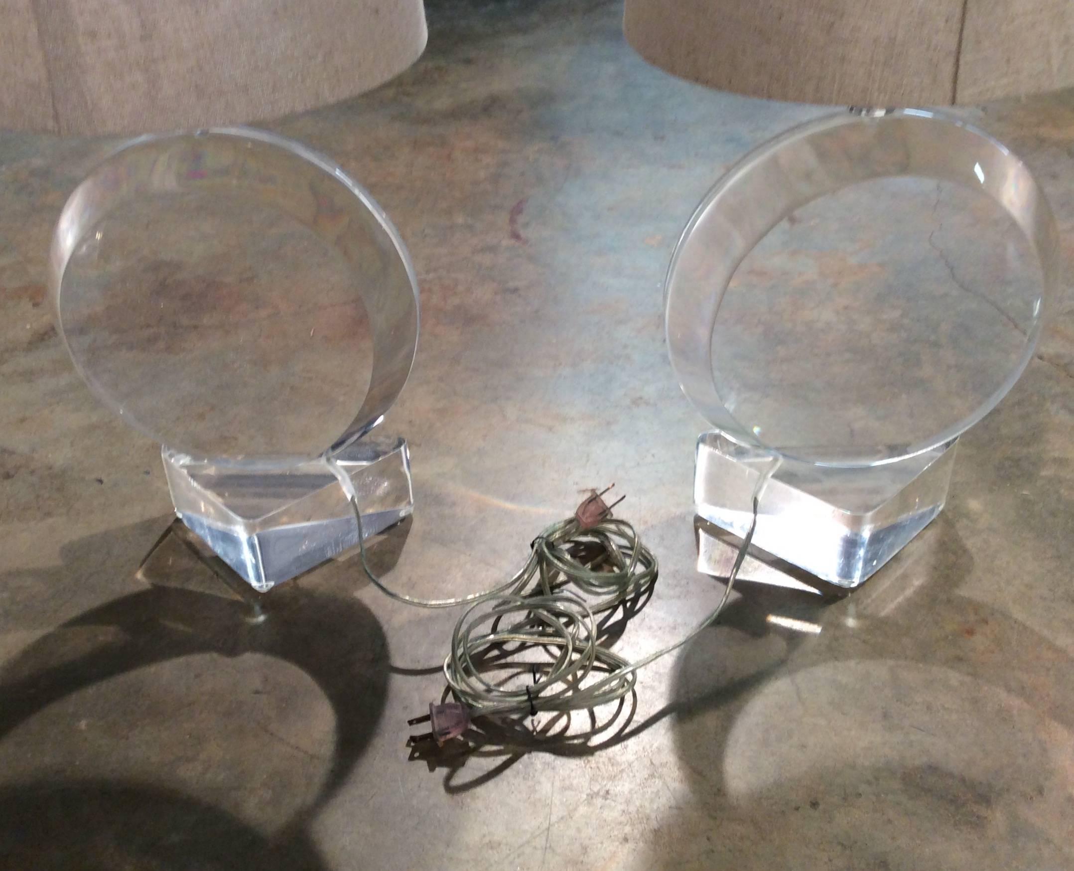 Pair of 1980s Sculpted Lucite Lamps Signed by Van Teal / Shipping Included 3