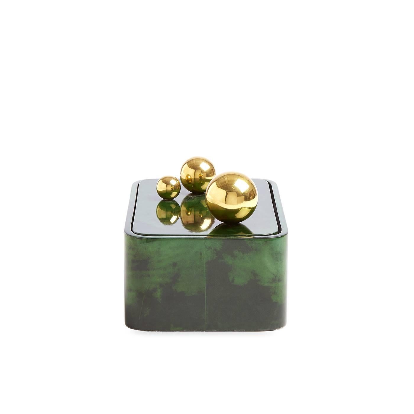 Trocadero Lacquered Goatskin Box in Jade In New Condition In New York, NY