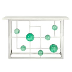 Consola Calada Globo Lucite y Níquel