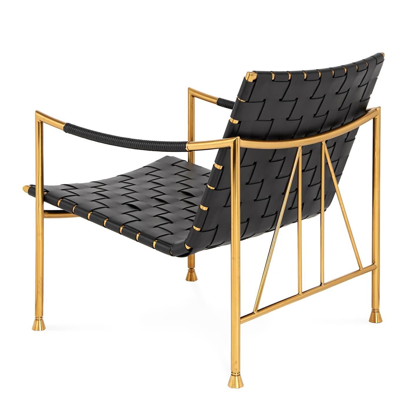 Royal seat. Inspired by Thebes stools, beloved by everyone from Egyptian pharaohs to Liberty of London, our Thebes lounge chair is a modern take on a decorating Classic. An architectural brass frame with signature Thebes spokes supports an expertly