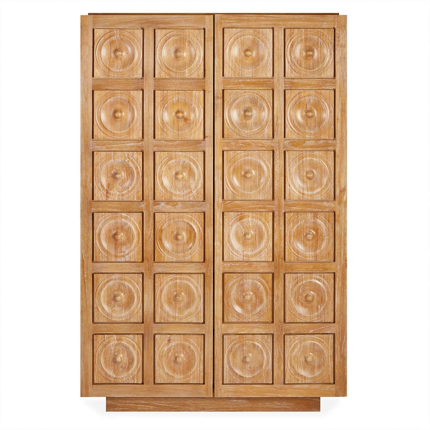 Limed Luxury. Familiar but fresh, our Antwerp cabinet is the kind of piece you fantasize about stumbling upon at Paris' Marché aux Puces. Think French 1950s limed furniture reimagined in a 21st century idiom. The futuristic yet inviting pattern of