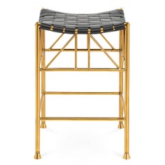 Thebes Leather and Brass Counter Stool