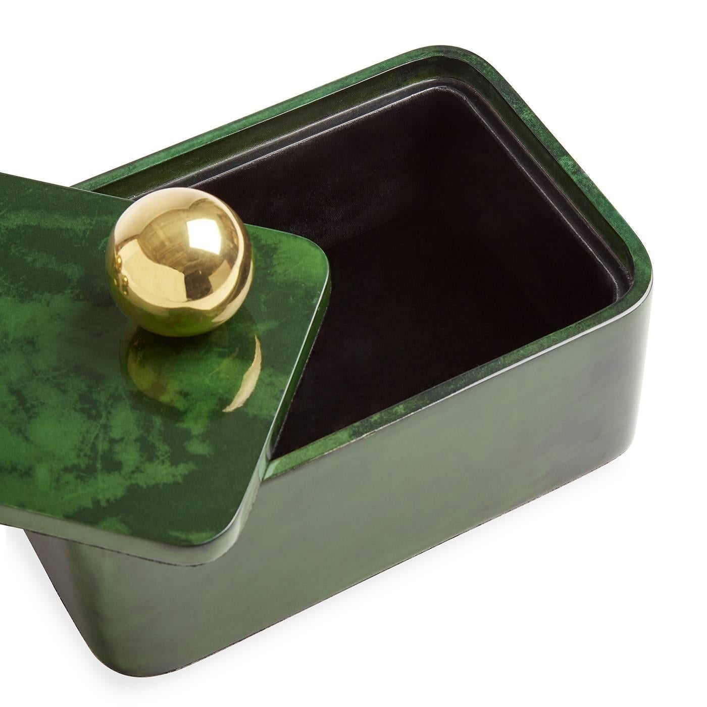 Contemporary Trocadero Lacquered Goatskin Box in Jade