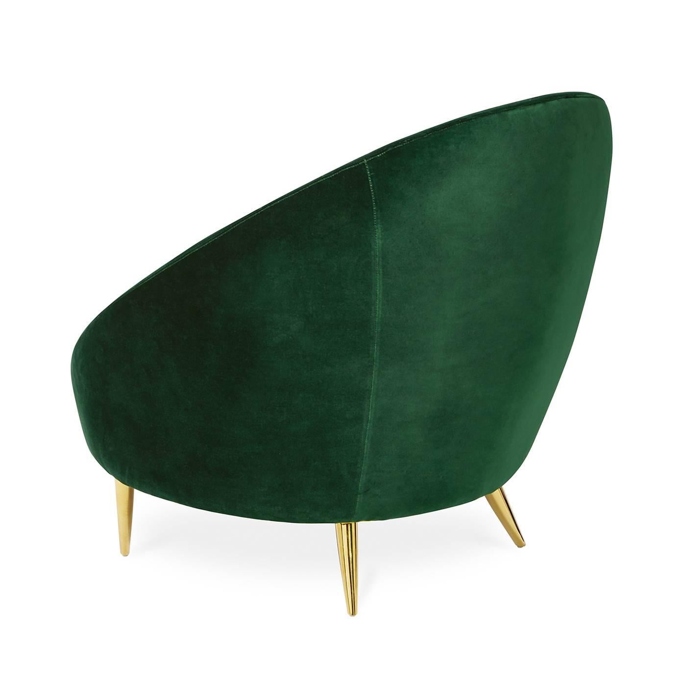 Modern Ether Lounge Chair in Emerald Velvet