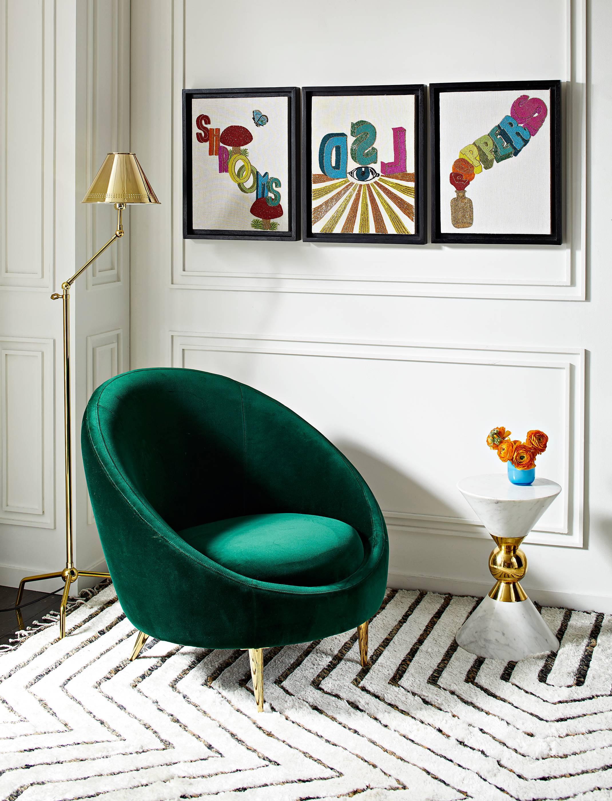 American Ether Lounge Chair in Emerald Velvet
