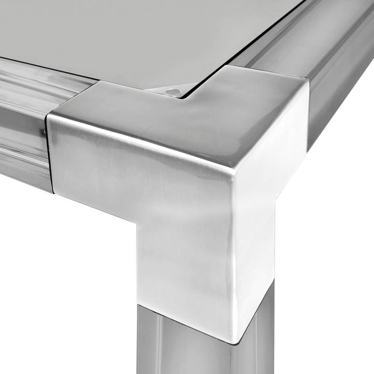 Modern Jacques Side Table in Smoke Lucite and Nickel For Sale