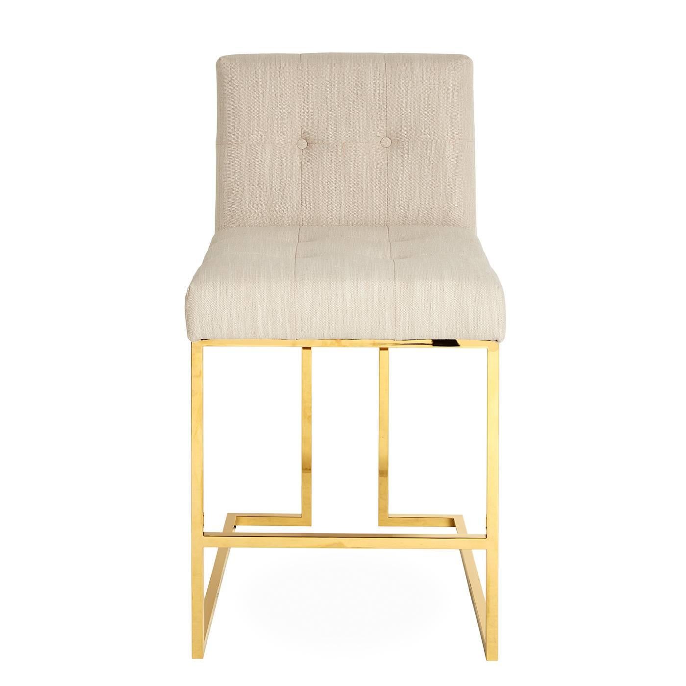 American Goldfinger Linen and Brass Counter Stool