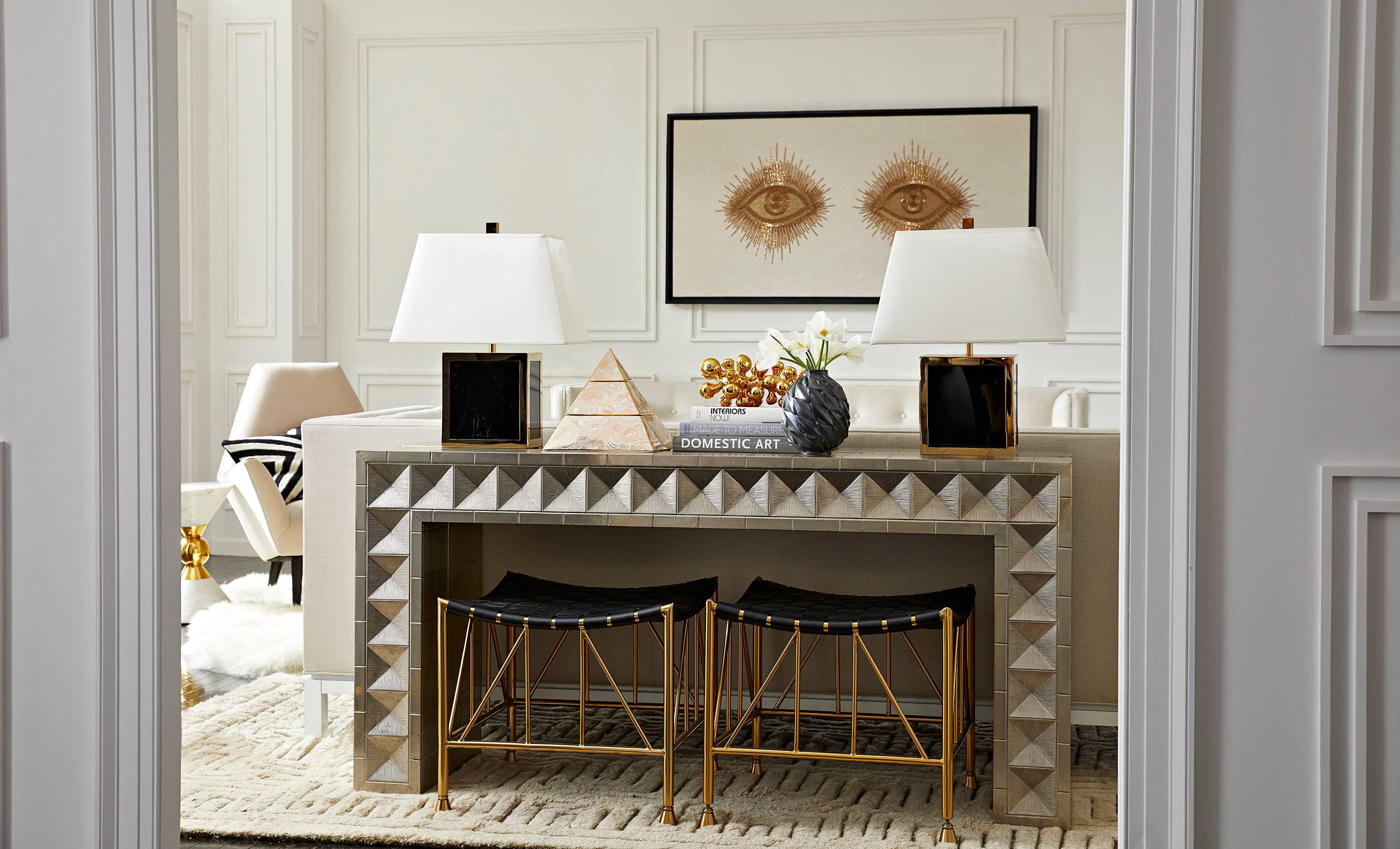 Contemporary Talitha Nickel Waterfall Console For Sale