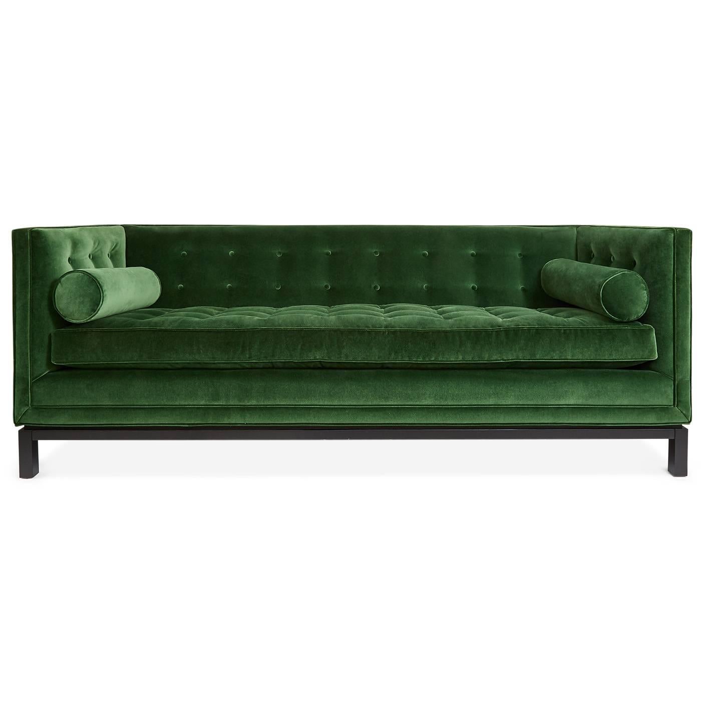 Signature Style. Our Lampert Sofa hits all the right notes—the high tuxedo back gives it an elegant yet formal presence, while the bolsters make it super comfy. Venice Emerald upholstery with black base oozes moody Chinoise elegance. Contact Dealer