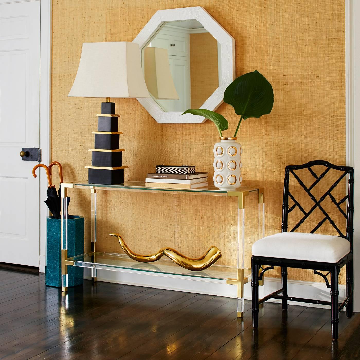 American Jacques Lucite and Brass Console For Sale
