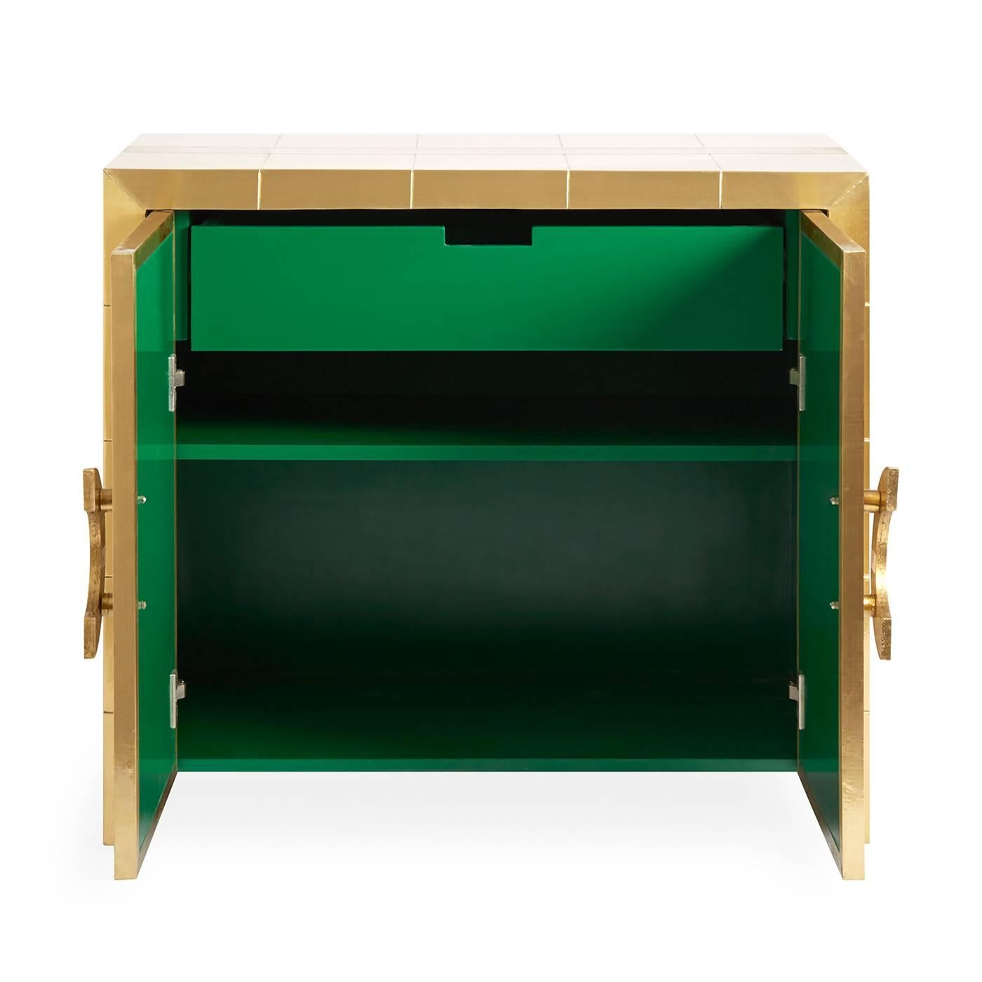 Talitha Brass and Malachite Cabinet In New Condition In New York, NY