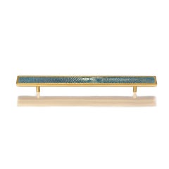 "Elipse" Flat Polished Brass Cabinet Pull with Shagreen Inlay