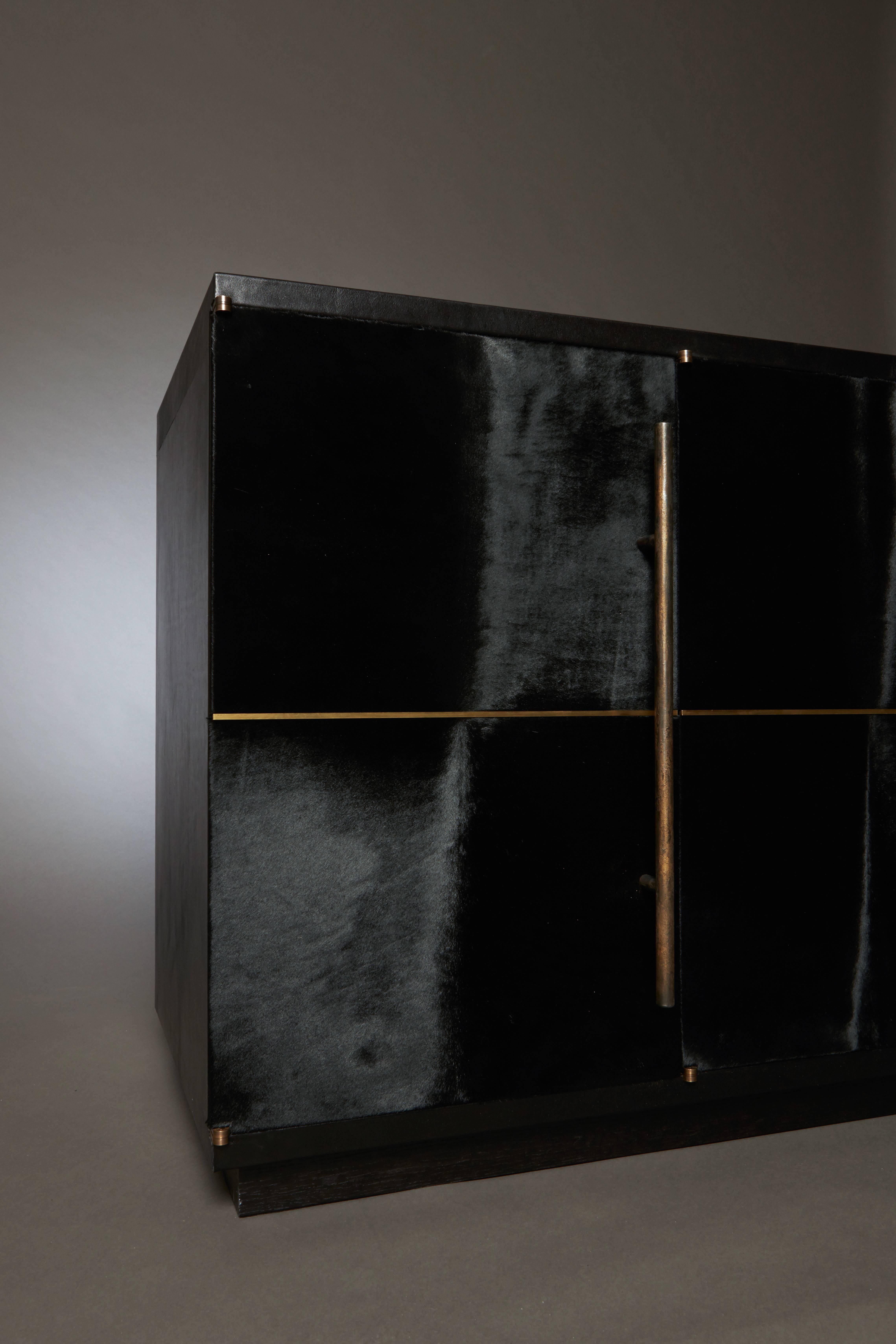 Raven Credenza Cabinet with Velvet Calf, Blackened Oak by Christina Z Antonio im Zustand „Neu“ im Angebot in New York, NY