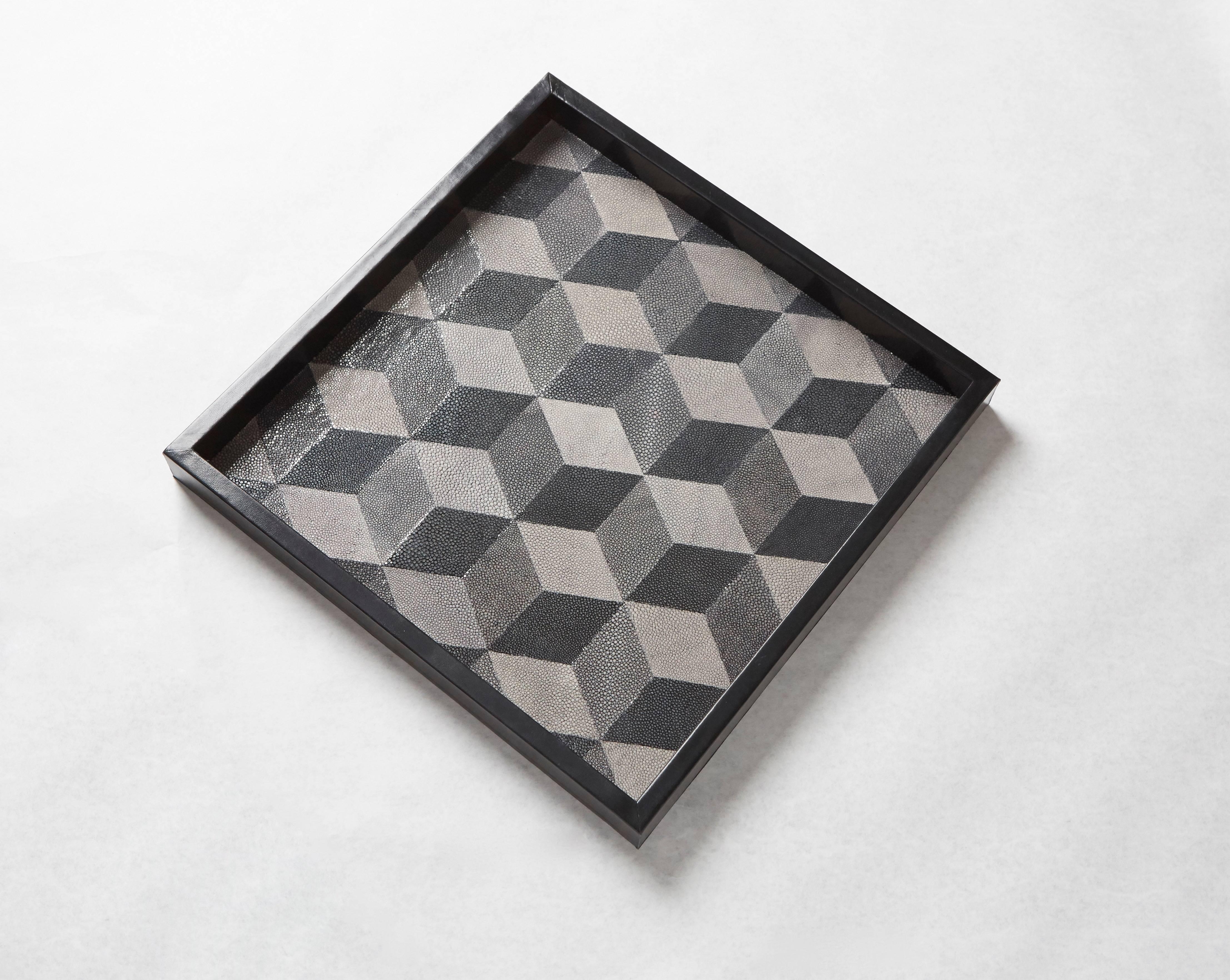 Modern 'GEO' Shagreen Tray, Shagreen Marquetry by Christina Z Antonio For Sale