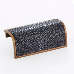 Polished Nickel "Waterfall" Cabinet Pull with Shagreen Inlay, Large