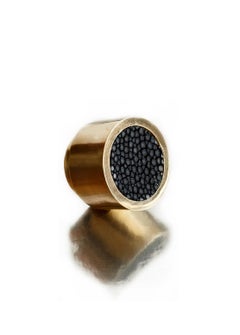 Caviar Dial Solid Brass Knob with Shagreen Inlay