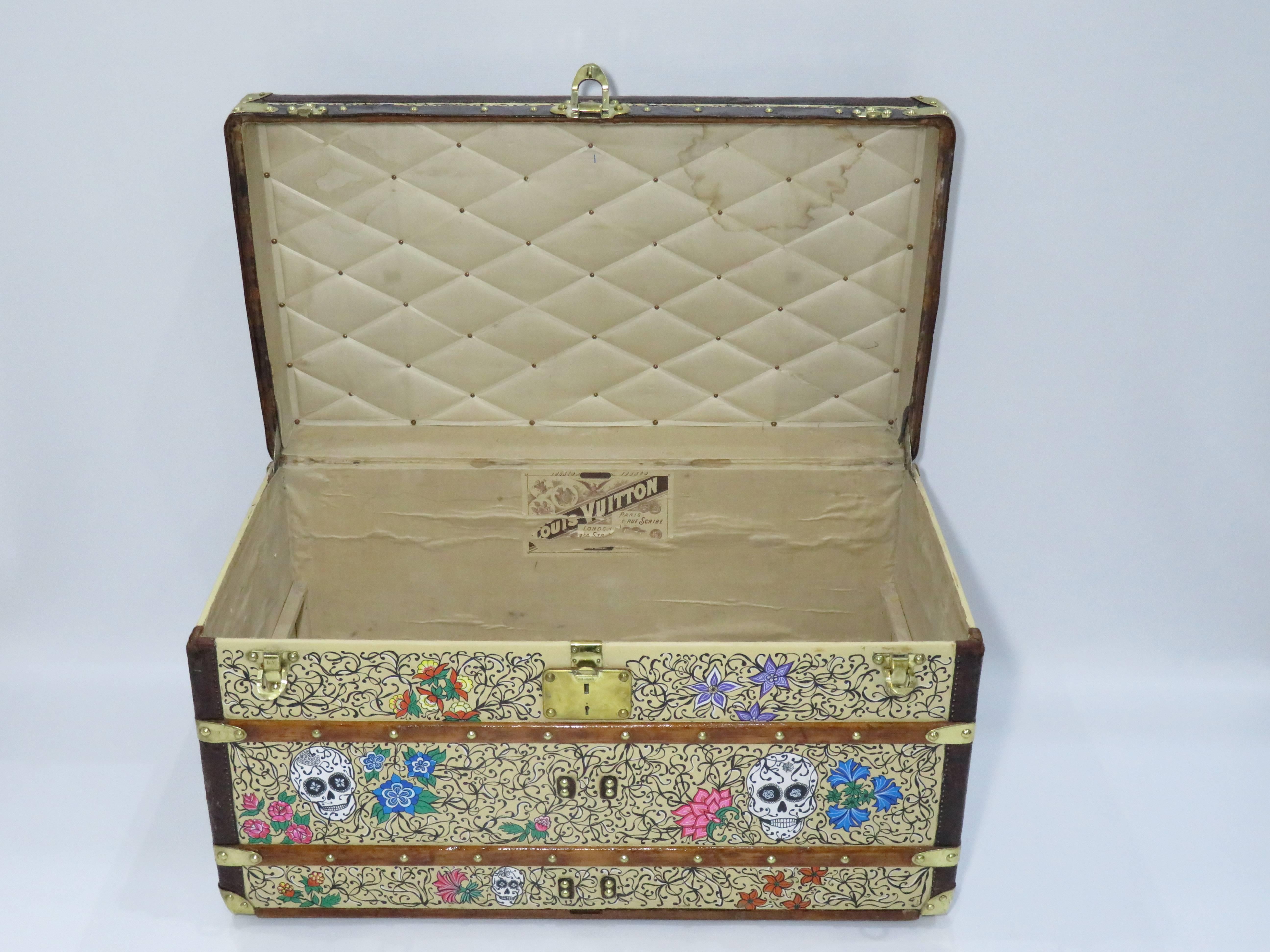 1910s Louis Vuitton Courier Trunk Hand-Painted 