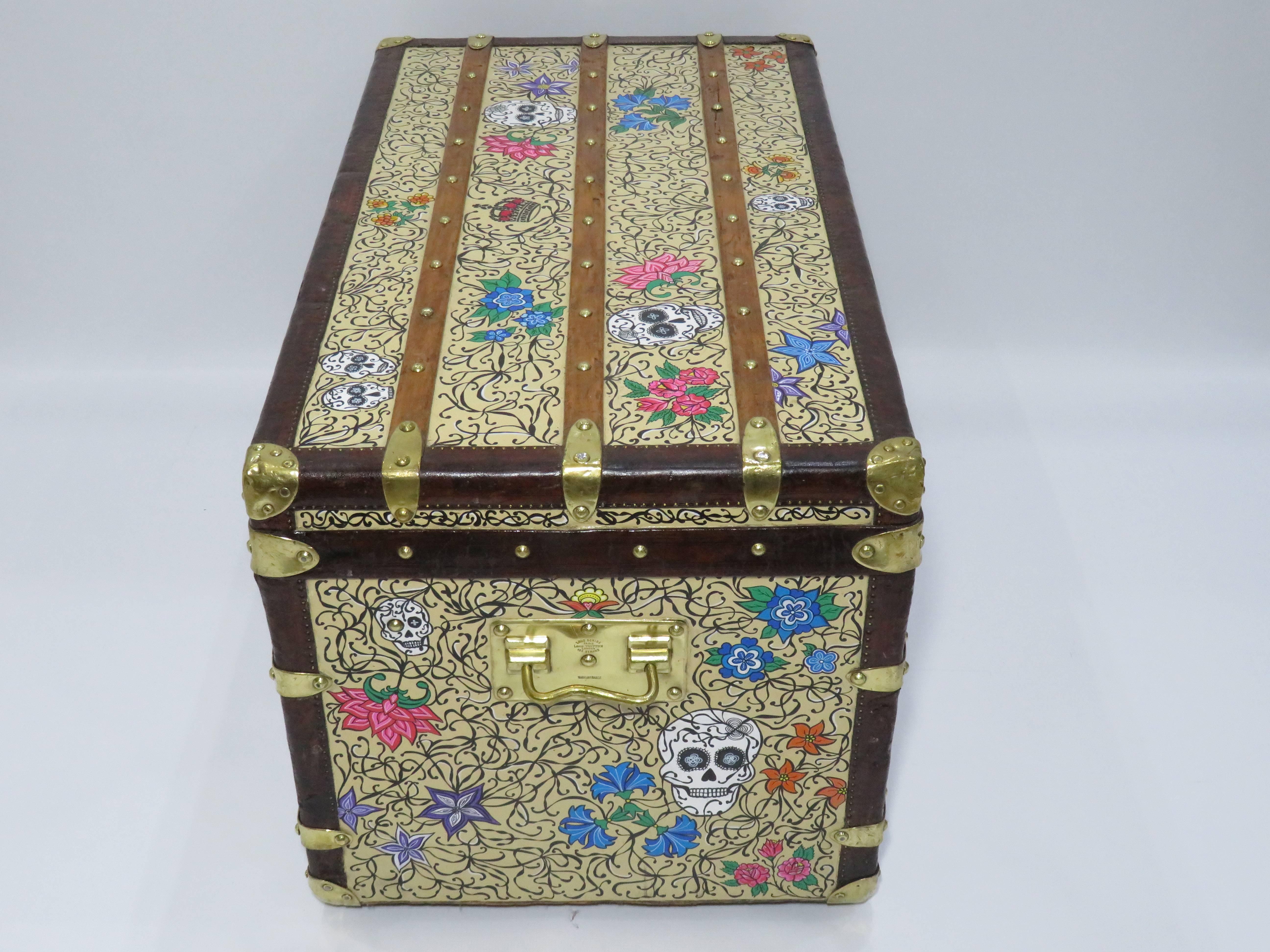 1910s Louis Vuitton Courier Trunk Hand-Painted 