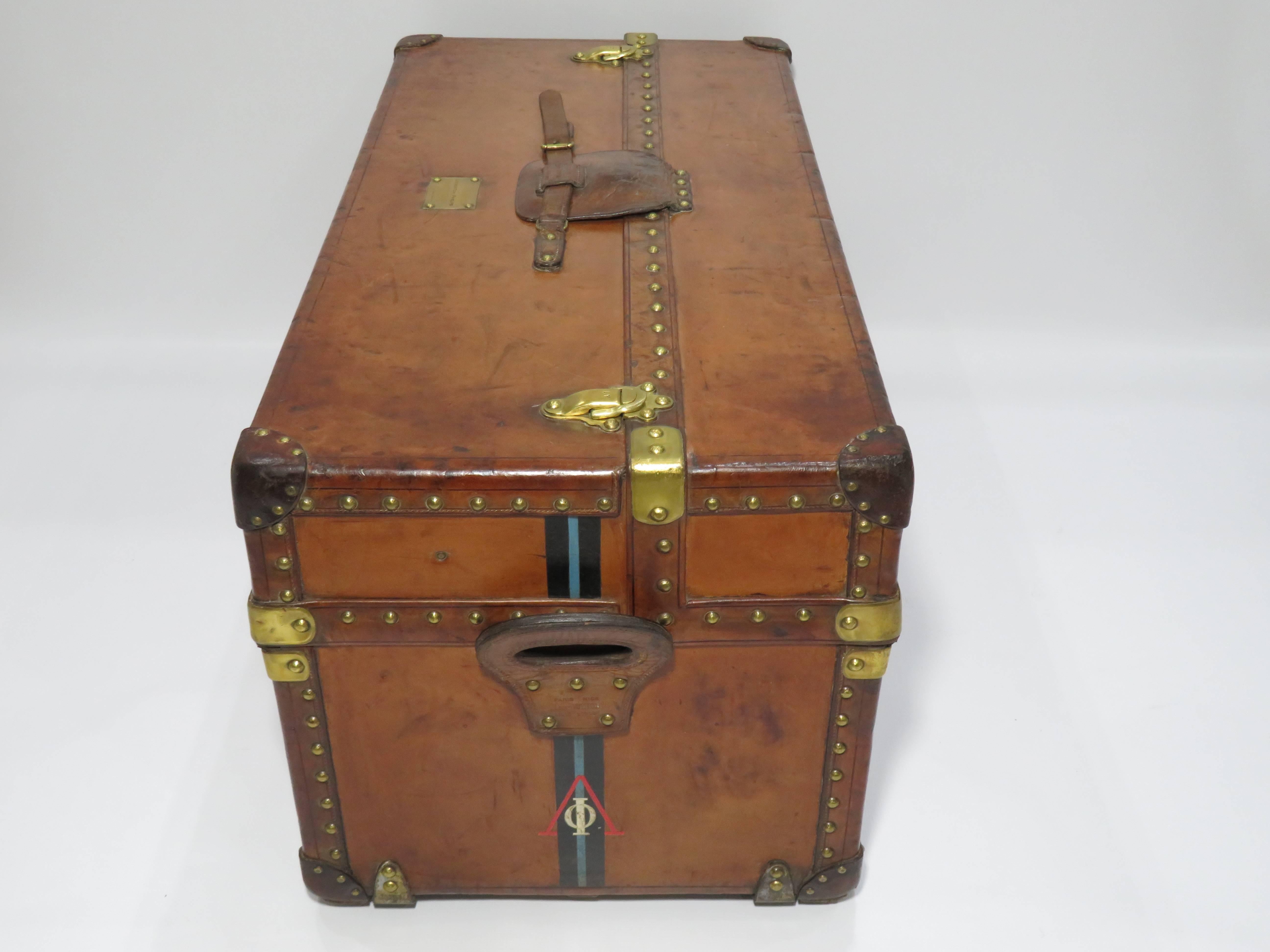 1910s Louis Vuitton Ideal Cowhide Leather Trunk 
