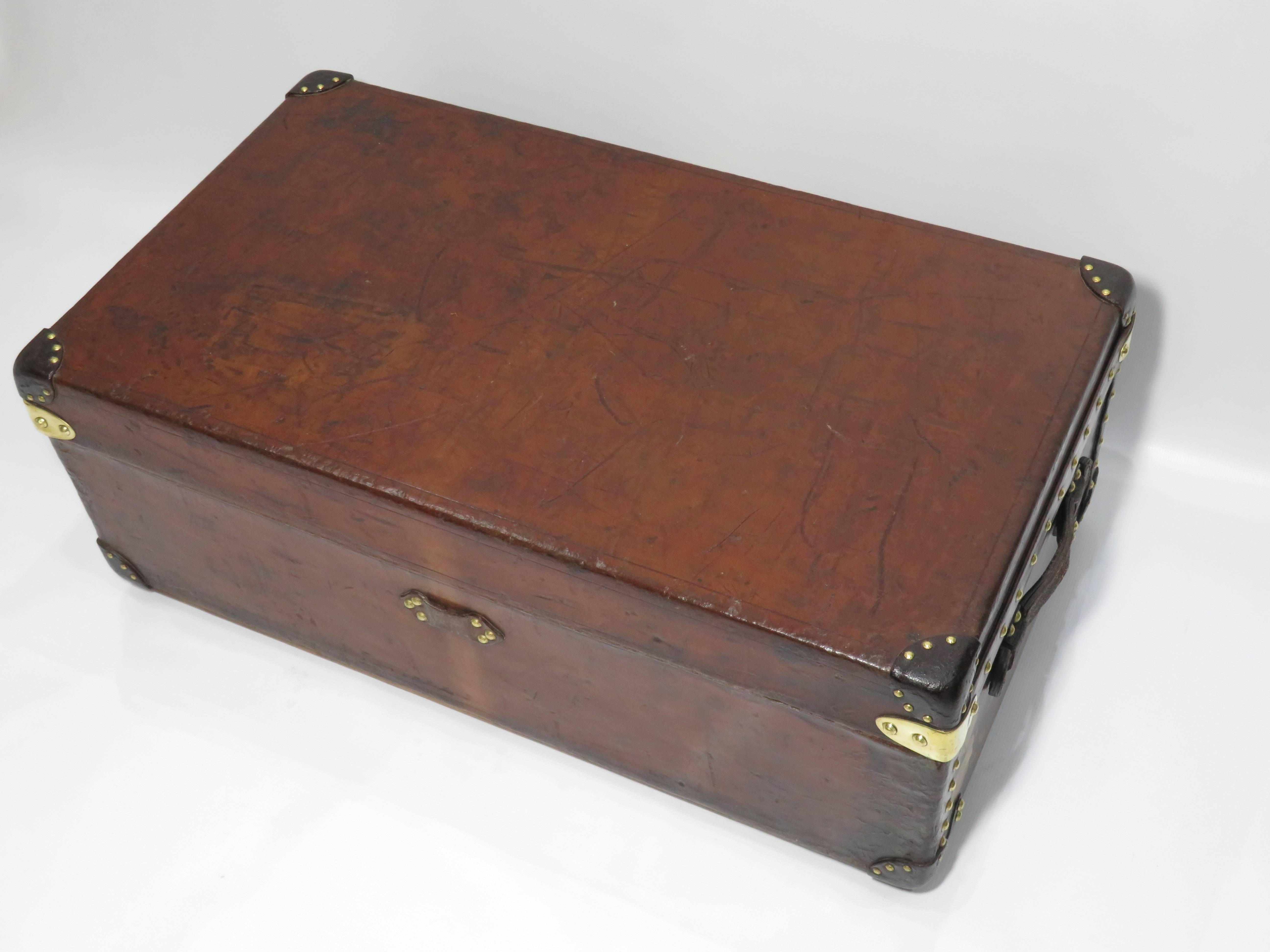 Early 20th Century Louis Vuitton Cowhide Leather Cabin Trunk 1