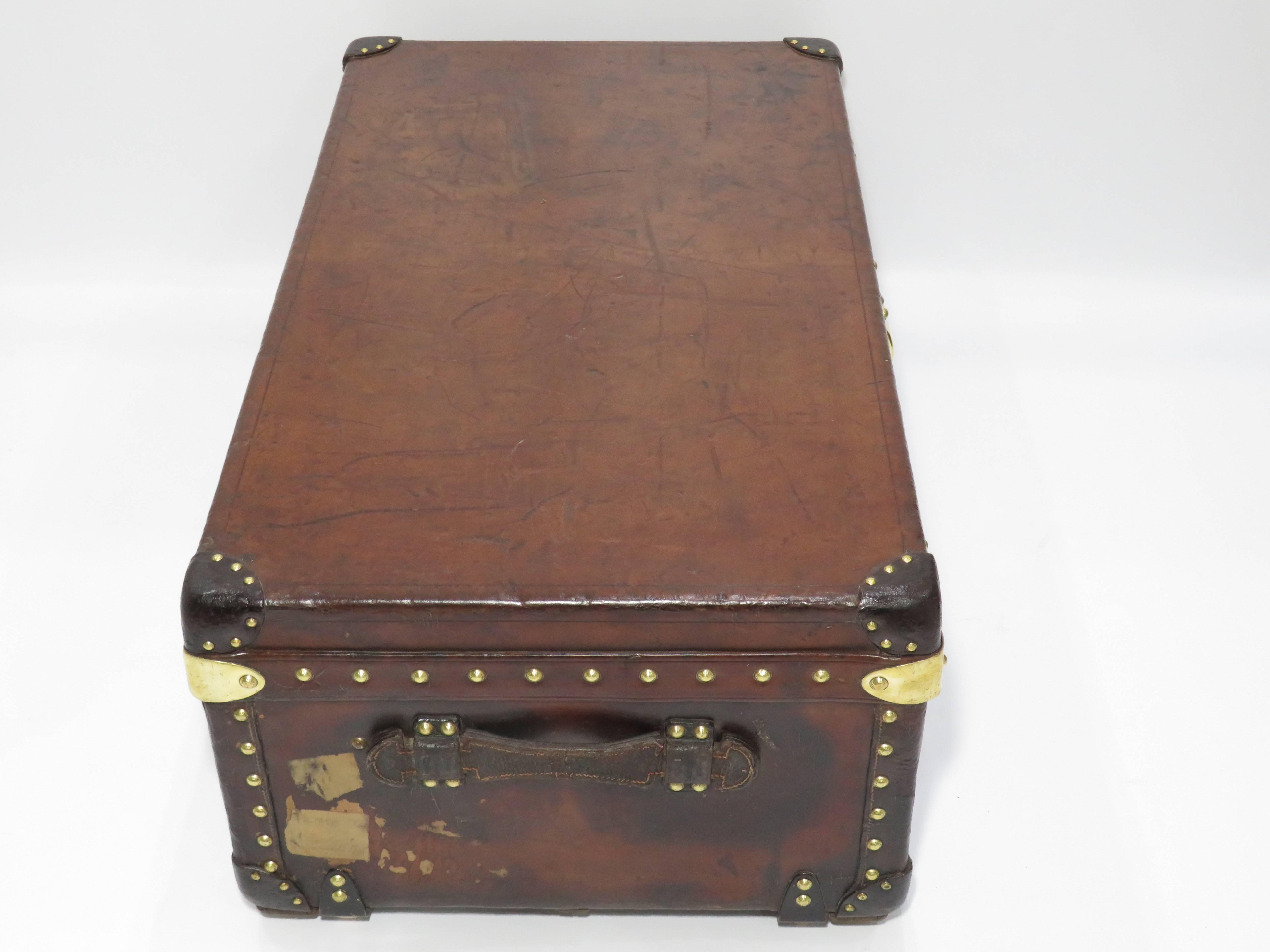 Early 20th Century Louis Vuitton Cowhide Leather Cabin Trunk In Good Condition In London, GB