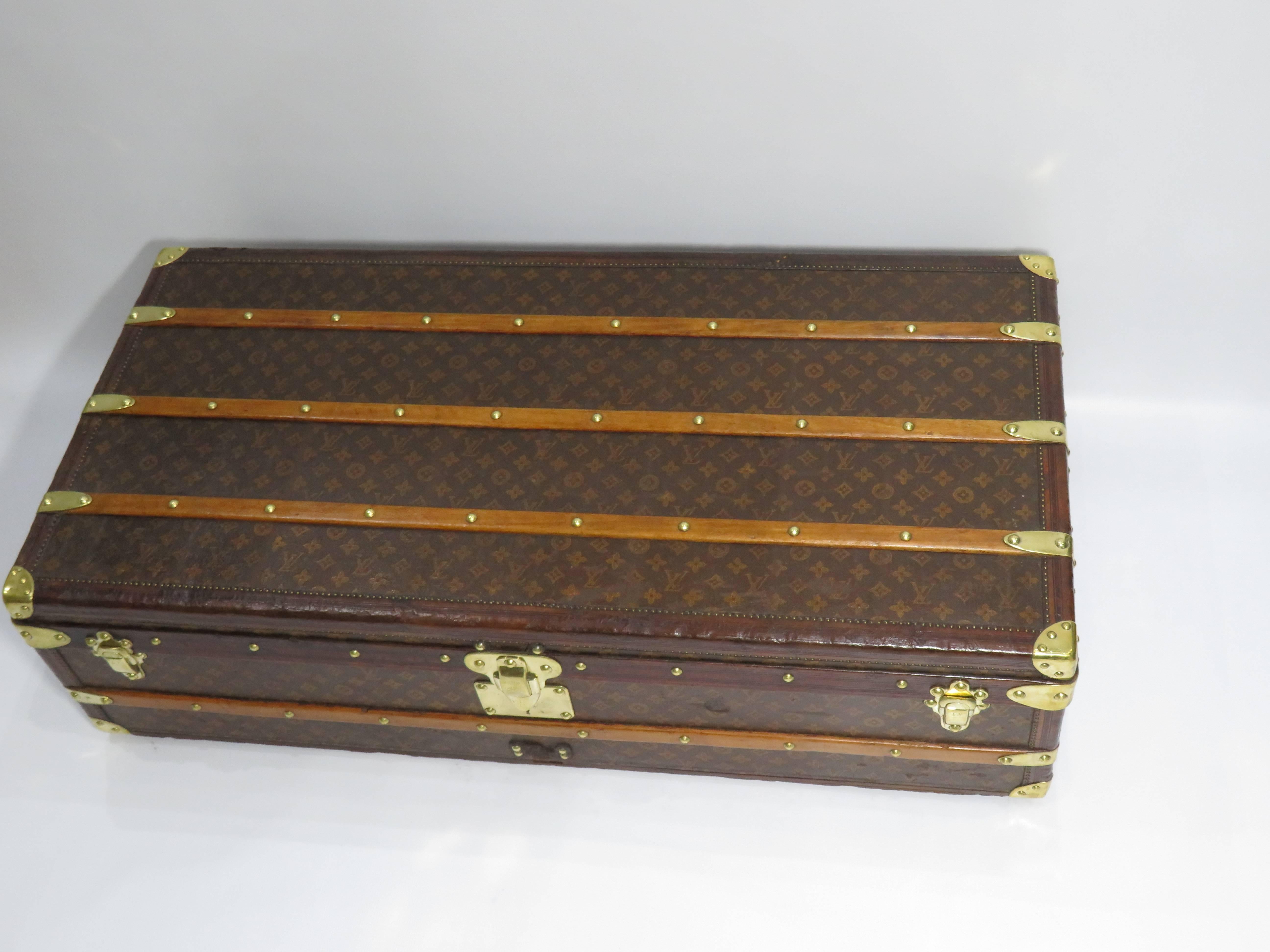 A really nice example of leather/brass monogram cabin trunk by Louis Vuitton from the beginning of the 20th century.