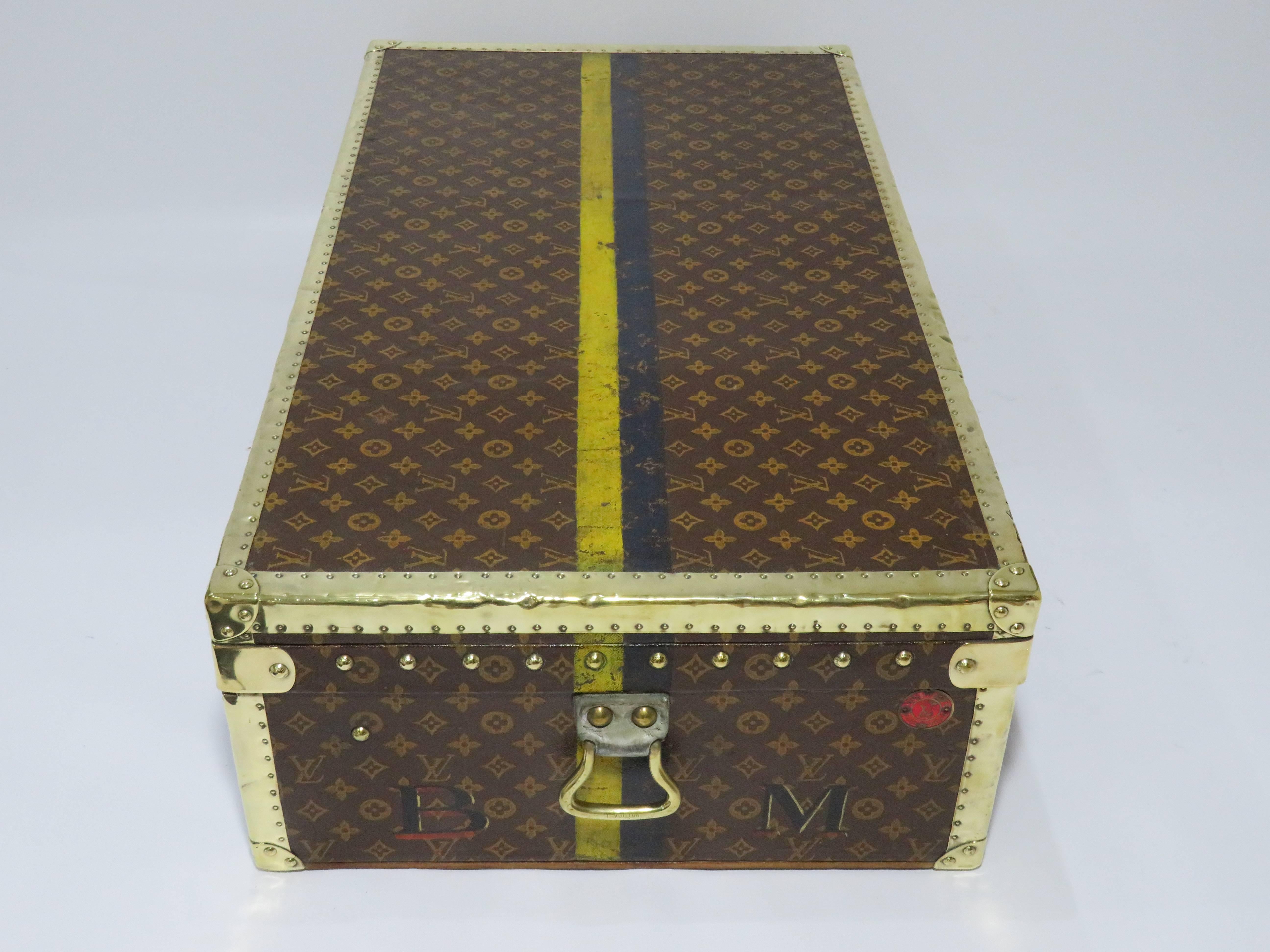 Early 20th Century Louis Vuitton Explorer's Range Monogram and Brass Motor Trunk For Sale