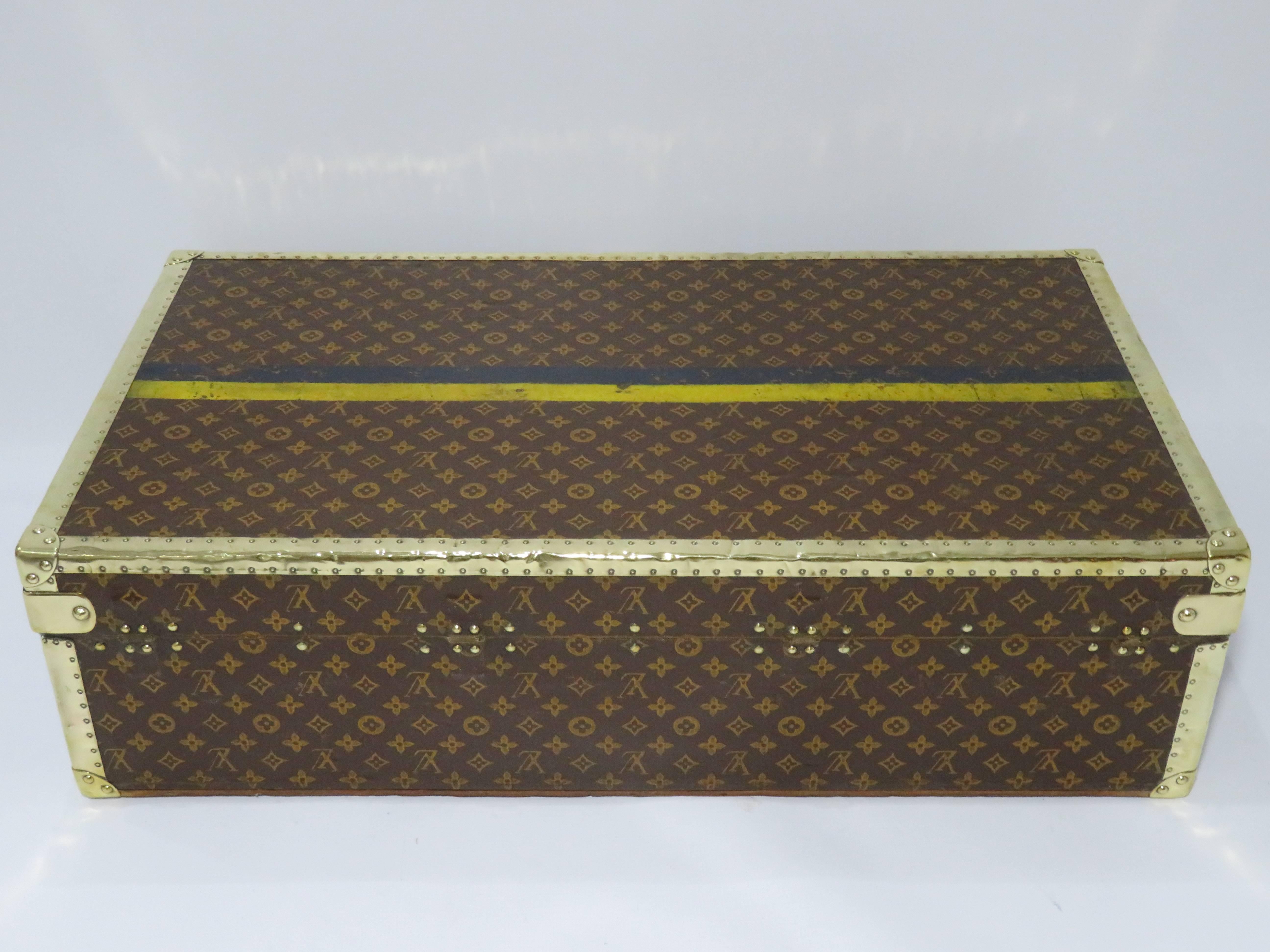 For sale a very rare Louis Vuitton explorer's range monogram and brass motor trunk in excellent condition for age.
100% original, one of the rarest trunks currently available for sale.